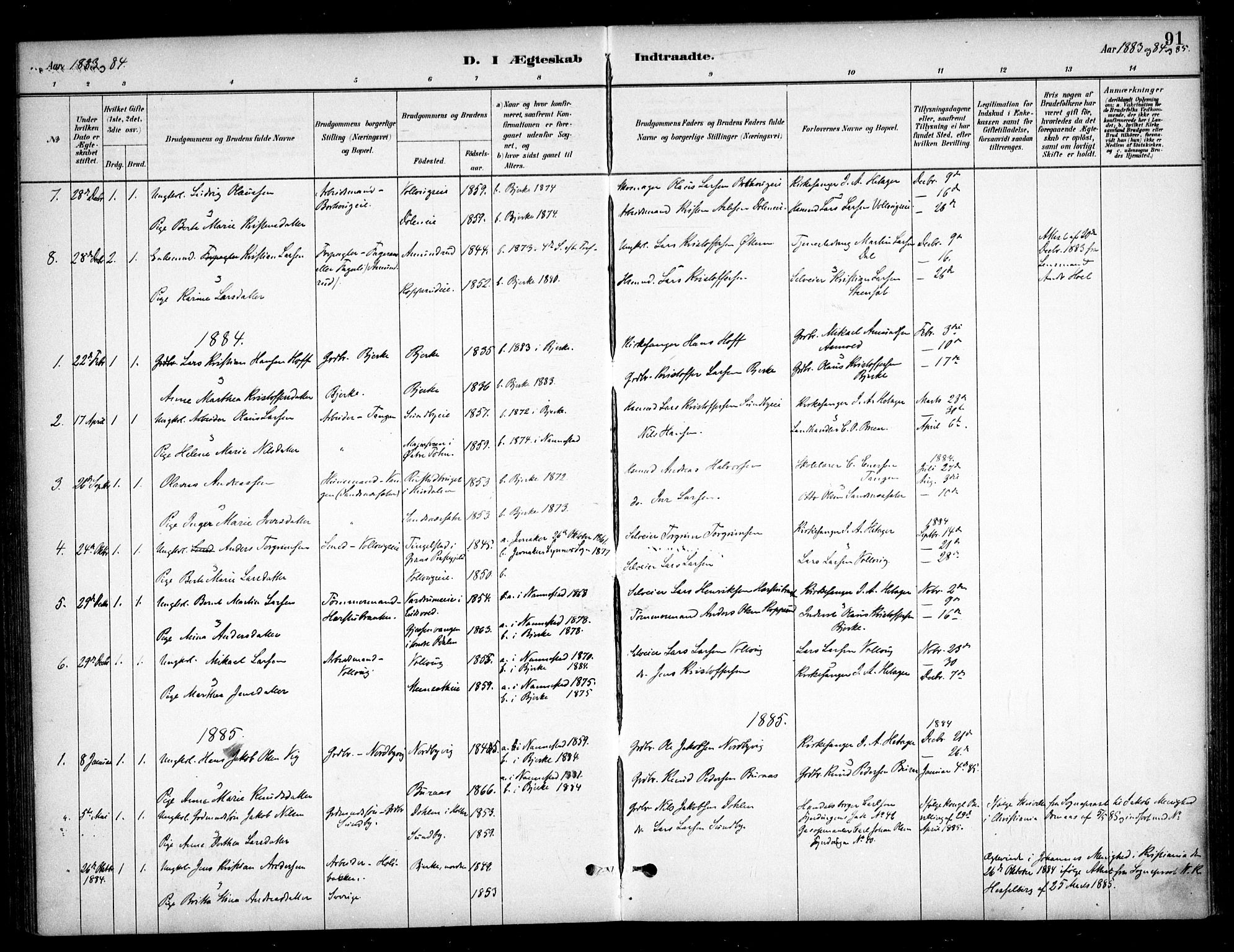 Nannestad prestekontor Kirkebøker, AV/SAO-A-10414a/F/Fc/L0001: Parish register (official) no. III 1, 1881-1892, p. 91