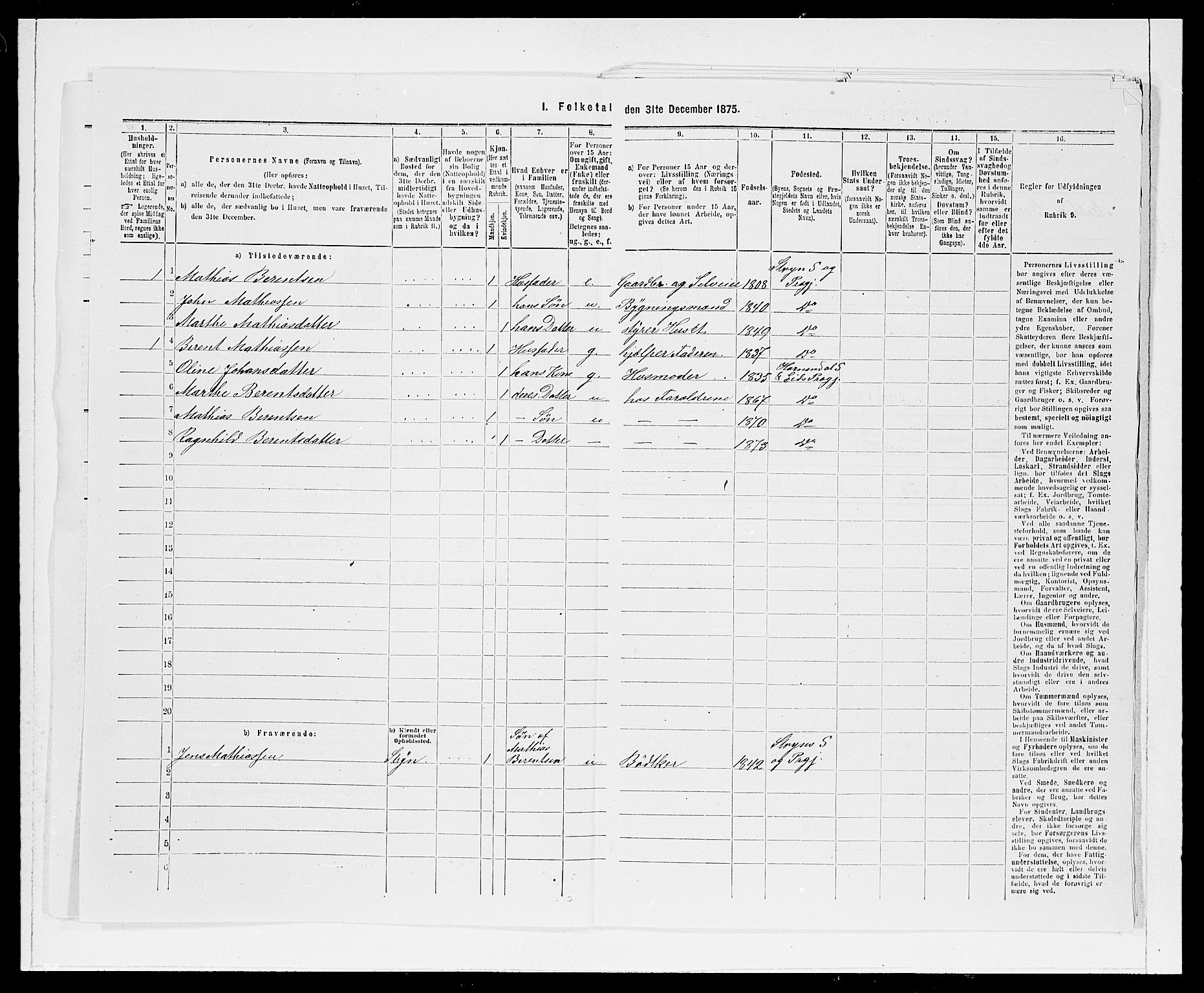 SAB, 1875 Census for 1444P Hornindal, 1875, p. 554