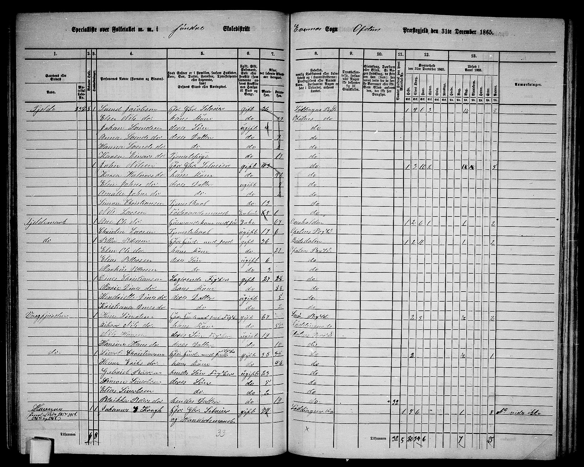 RA, 1865 census for Ofoten, 1865, p. 73