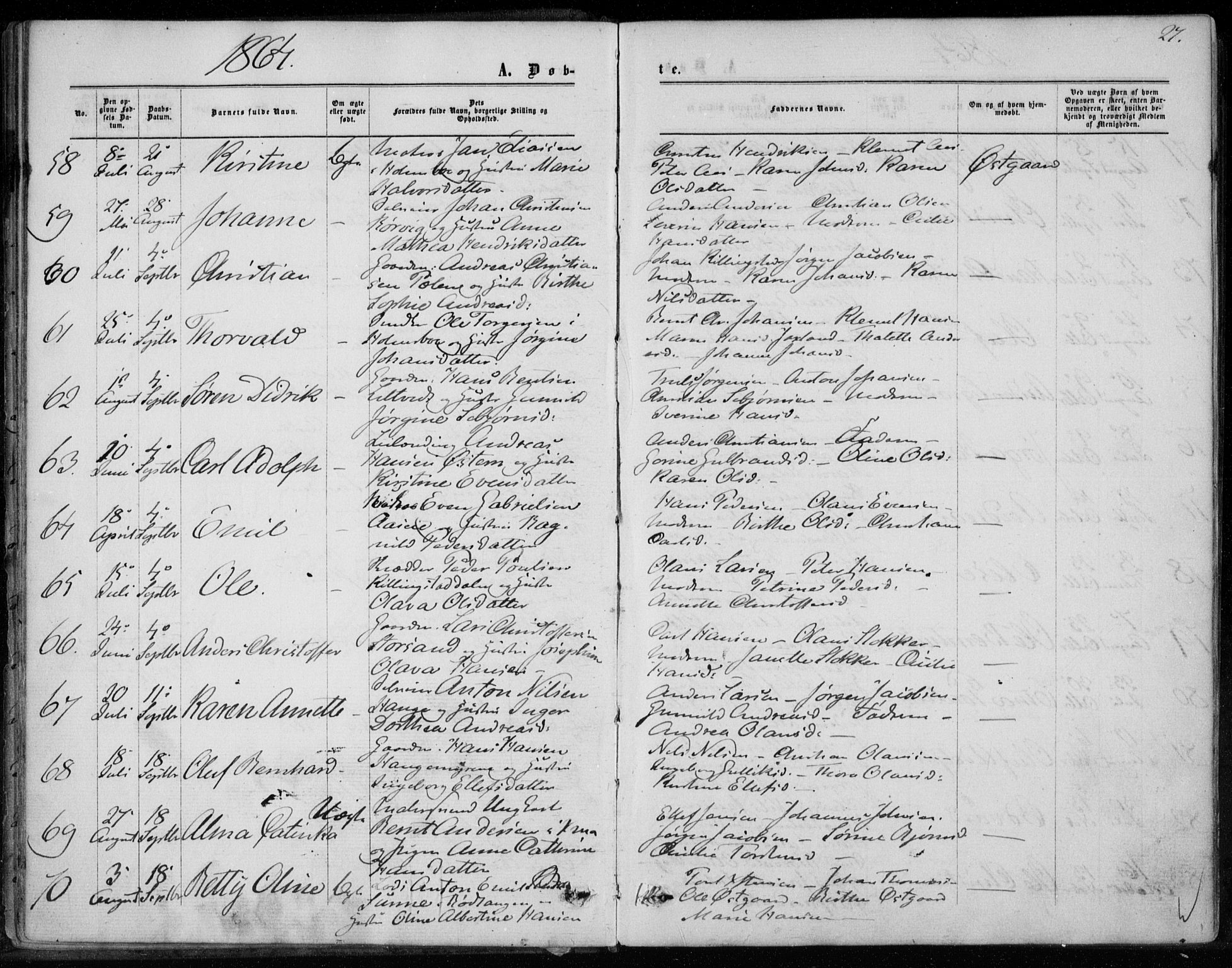 Hurum kirkebøker, AV/SAKO-A-229/F/Fa/L0012: Parish register (official) no. 12, 1861-1875, p. 27
