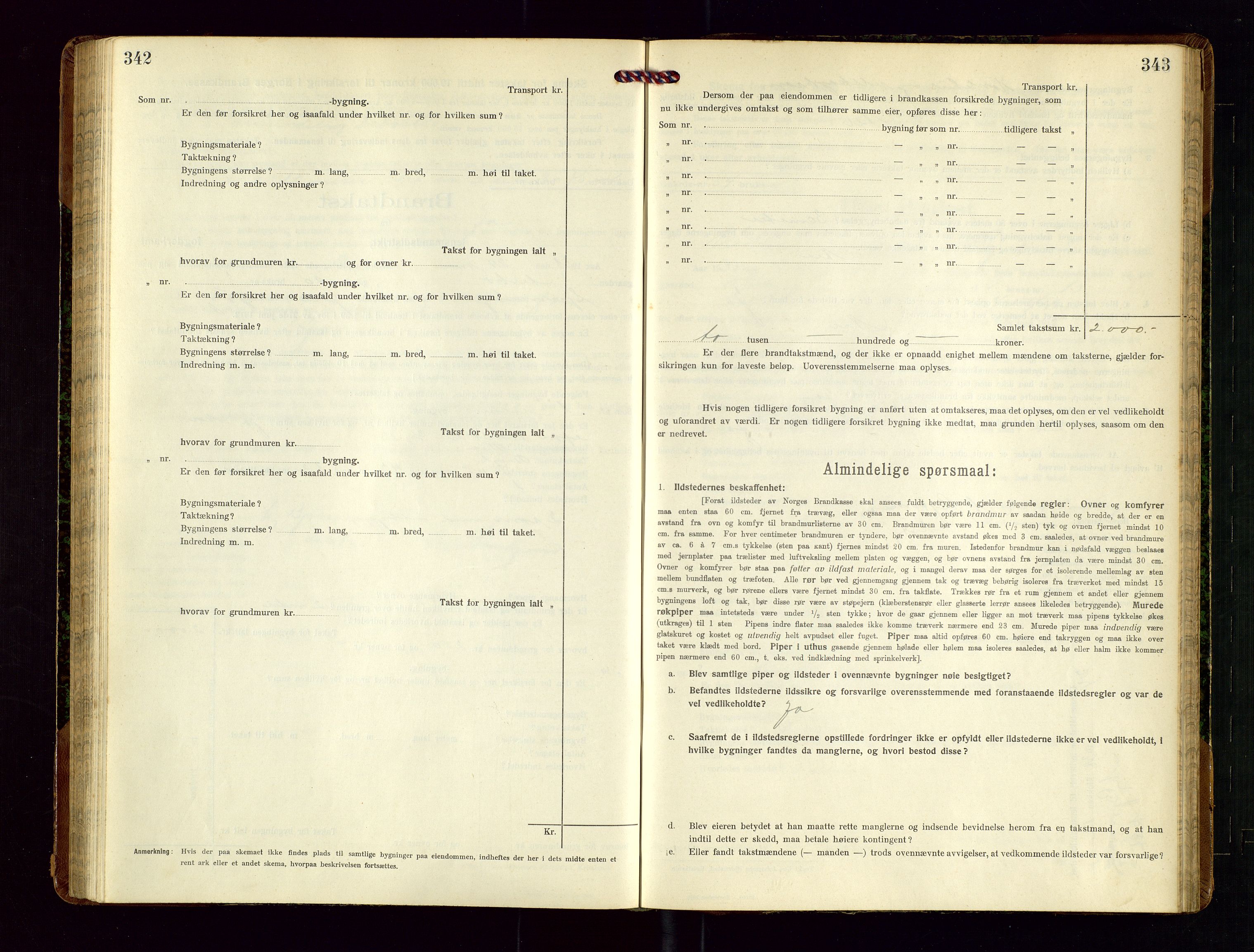 Nedstrand lensmannskontor, SAST/A-100236/Gob/L0002: "Brandtakstprotokol for Nerstrand lensmandsdistrikt Rogaland Fylke", 1916-1949, p. 342-343