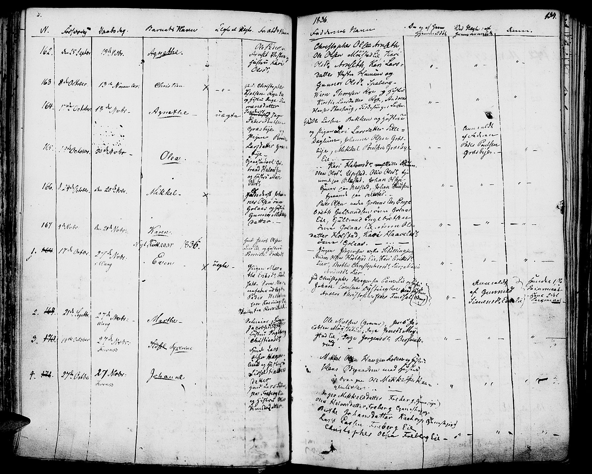 Vang prestekontor, Hedmark, SAH/PREST-008/H/Ha/Haa/L0009: Parish register (official) no. 9, 1826-1841, p. 134