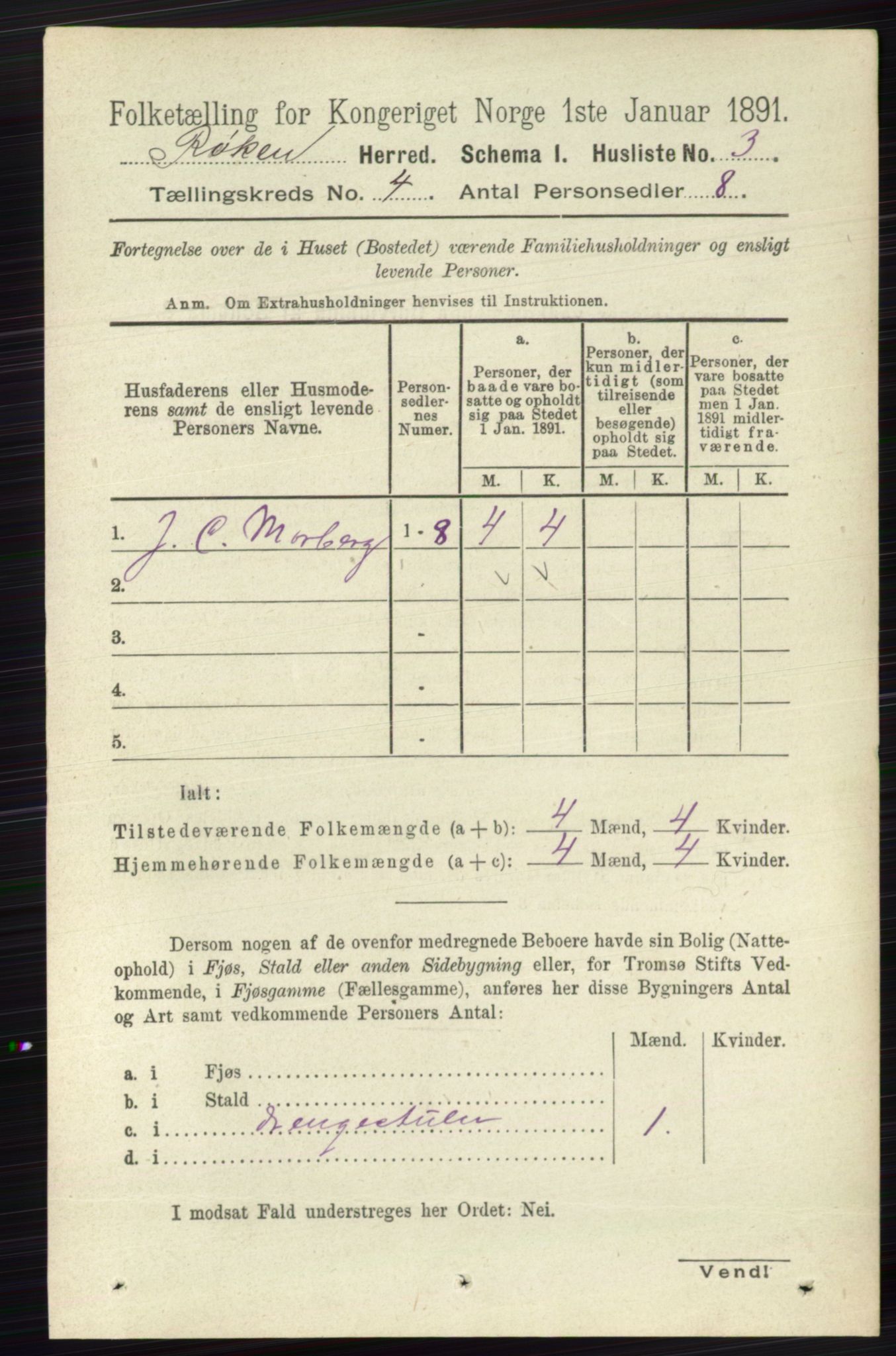 RA, 1891 census for 0627 Røyken, 1891, p. 1735