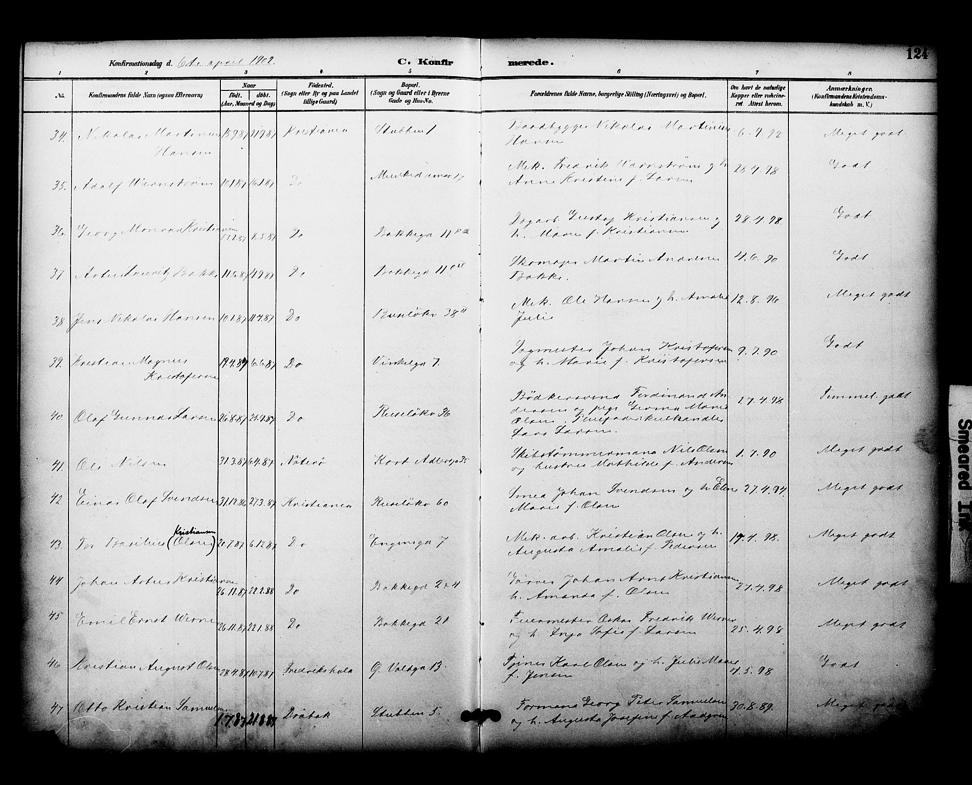 Johannes prestekontor Kirkebøker, AV/SAO-A-10852/F/Fa/L0005: Parish register (official) no. 5, 1893-1907, p. 124