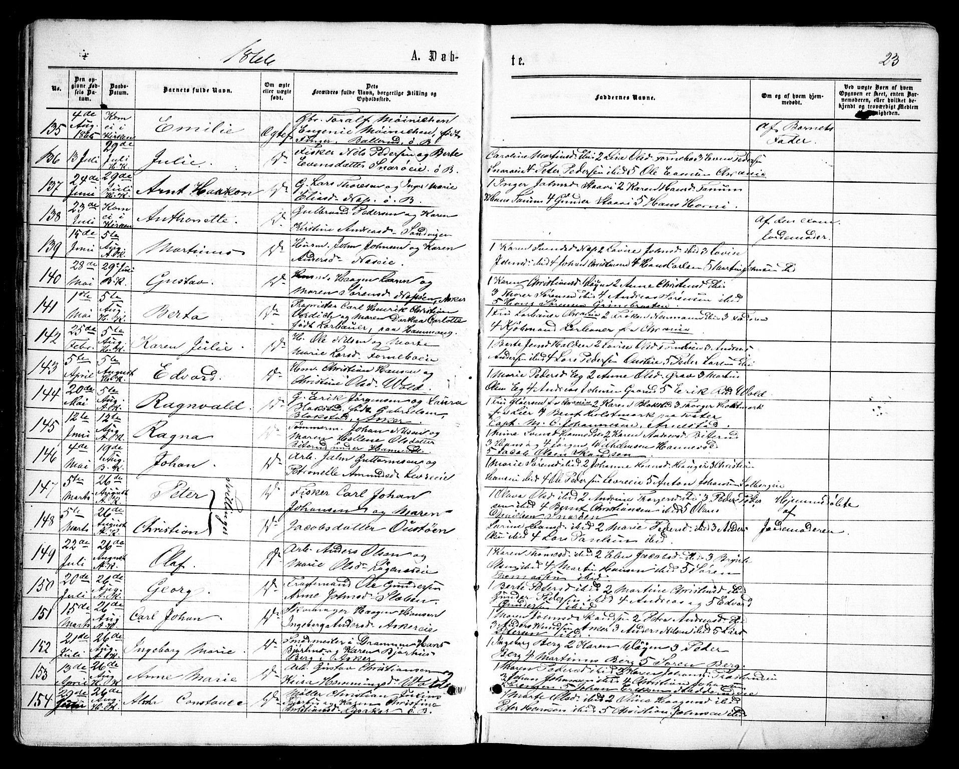 Asker prestekontor Kirkebøker, AV/SAO-A-10256a/F/Fa/L0008: Parish register (official) no. I 8, 1865-1878, p. 23