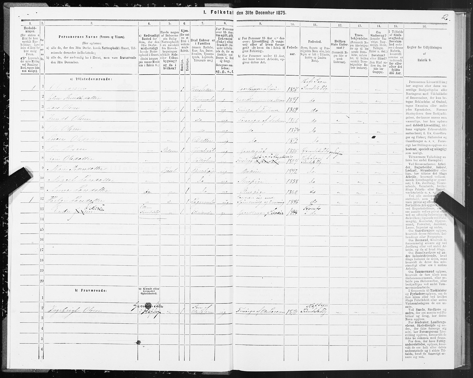 SAT, 1875 census for 1563P Sunndal, 1875, p. 3002