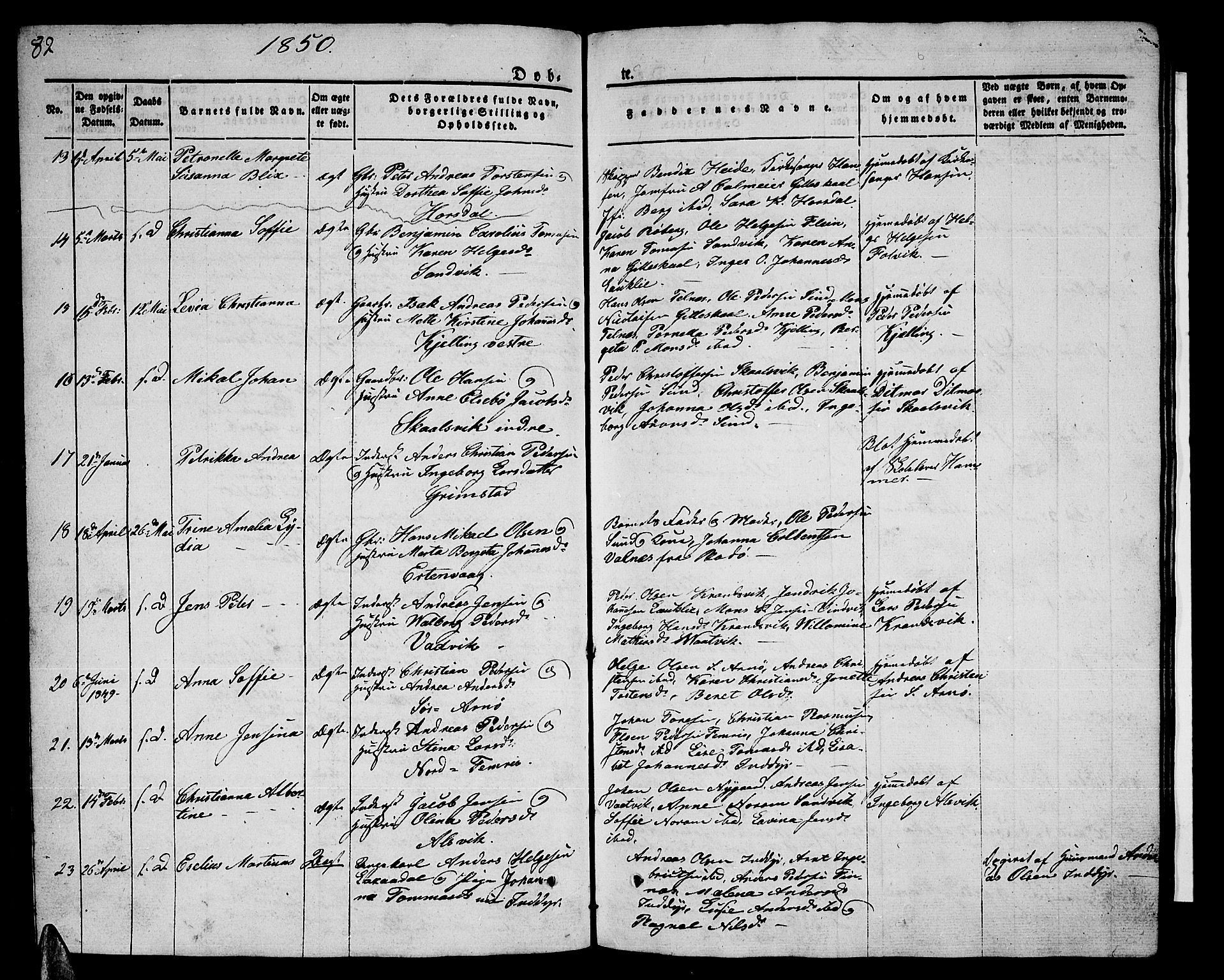 Ministerialprotokoller, klokkerbøker og fødselsregistre - Nordland, AV/SAT-A-1459/805/L0106: Parish register (copy) no. 805C02, 1841-1861, p. 82