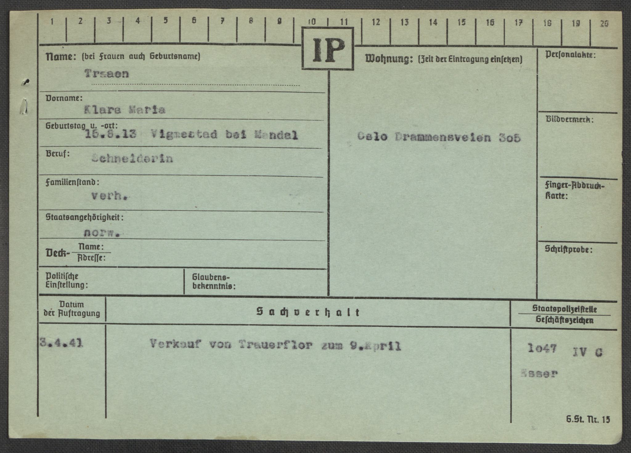 Befehlshaber der Sicherheitspolizei und des SD, AV/RA-RAFA-5969/E/Ea/Eaa/L0010: Register over norske fanger i Møllergata 19: Sø-Å, 1940-1945, p. 530