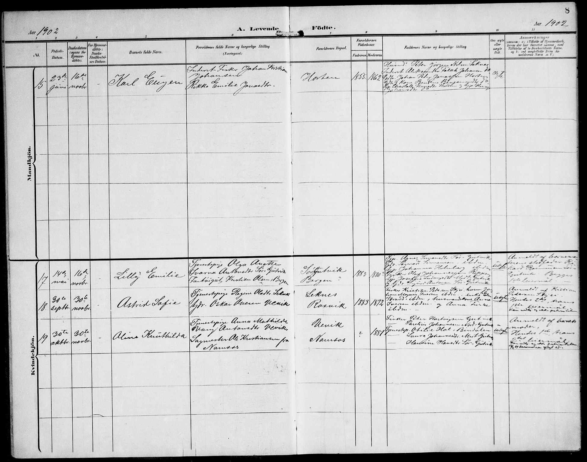 Ministerialprotokoller, klokkerbøker og fødselsregistre - Nord-Trøndelag, AV/SAT-A-1458/788/L0698: Parish register (official) no. 788A05, 1902-1921, p. 8