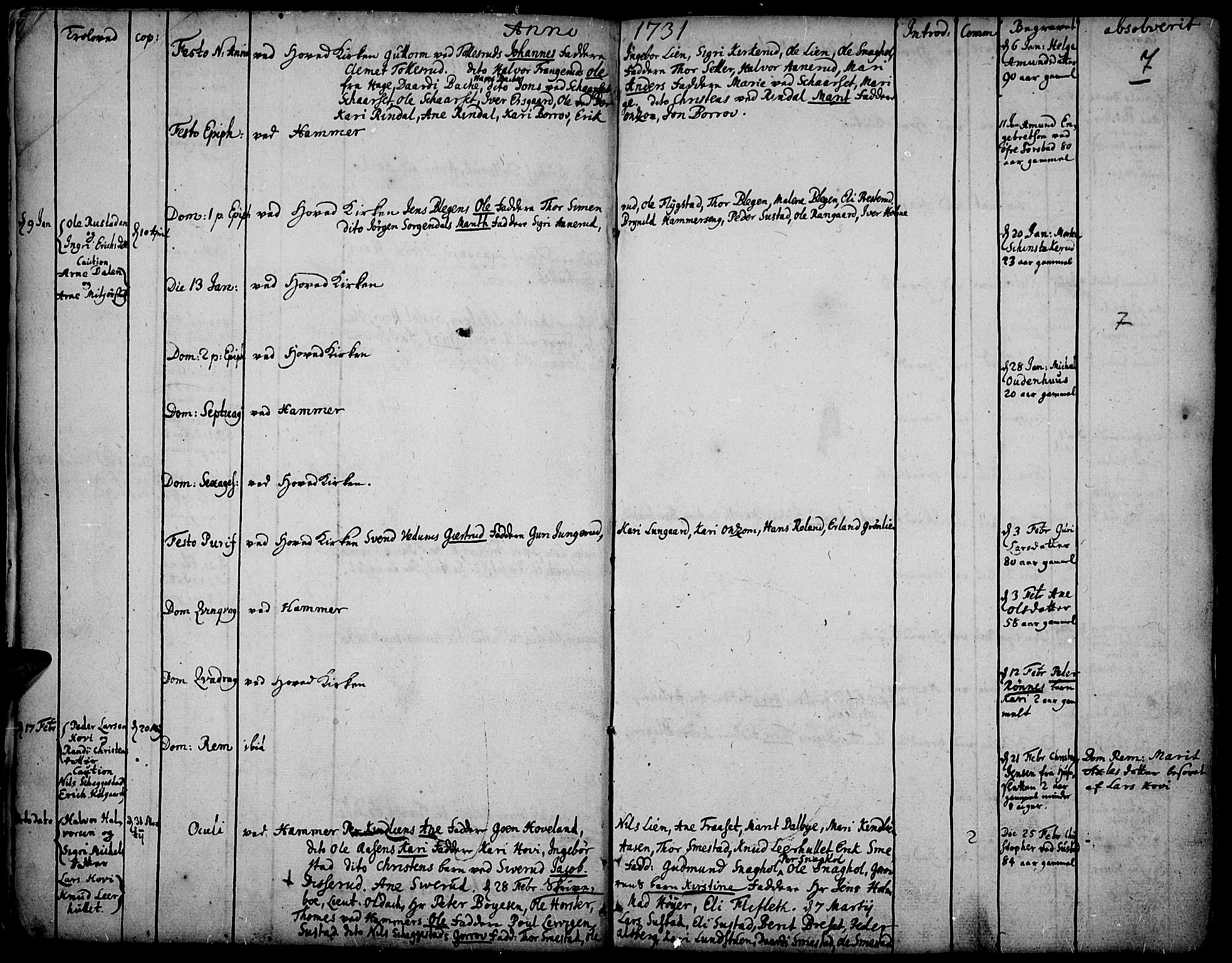 Fåberg prestekontor, SAH/PREST-086/H/Ha/Haa/L0001: Parish register (official) no. 1, 1727-1775, p. 7