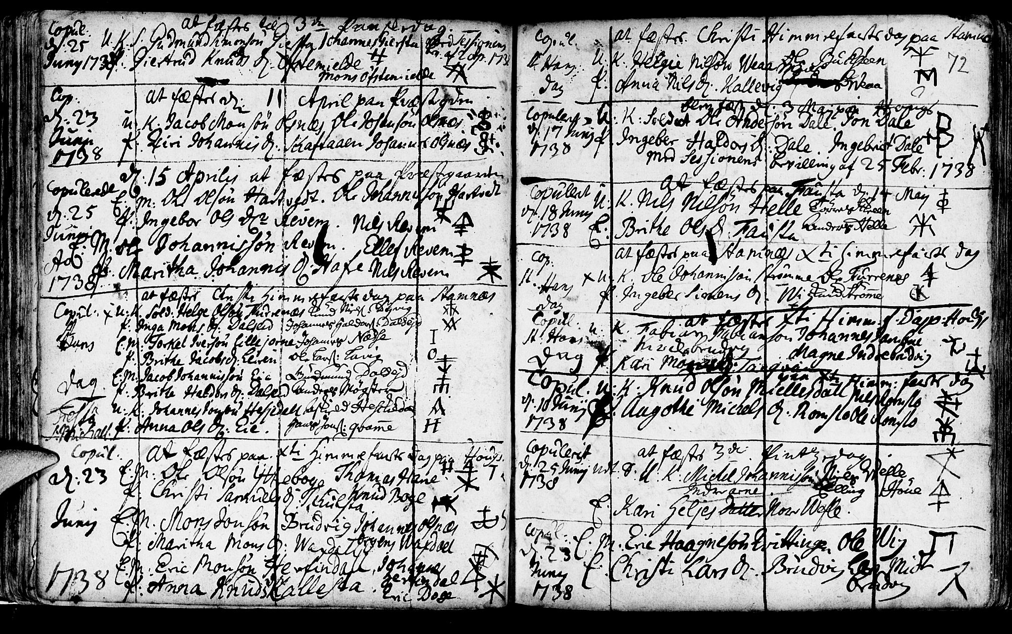 Haus sokneprestembete, AV/SAB-A-75601/H/Haa: Parish register (official) no. A 5, 1733-1747, p. 72