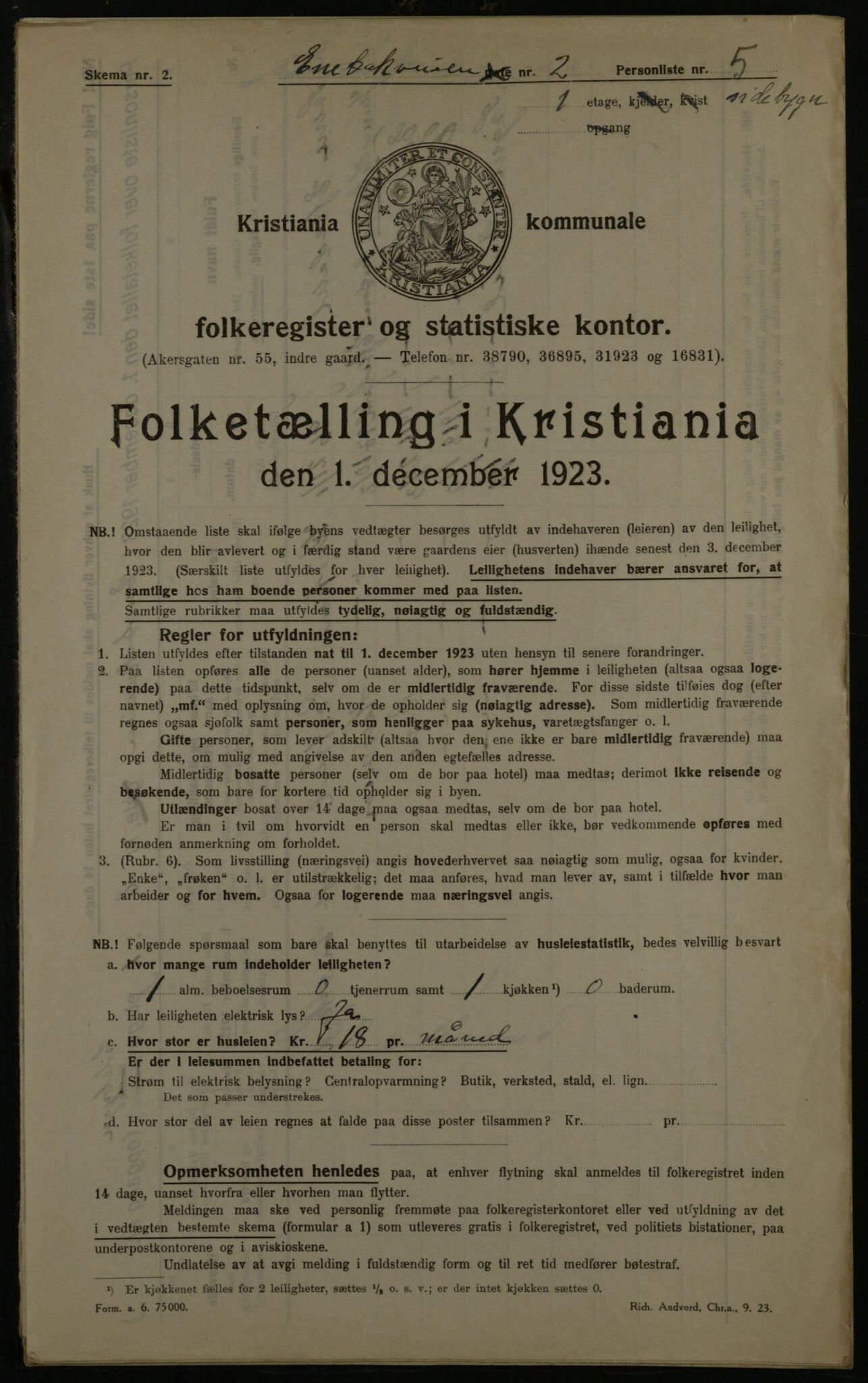 OBA, Municipal Census 1923 for Kristiania, 1923, p. 23446