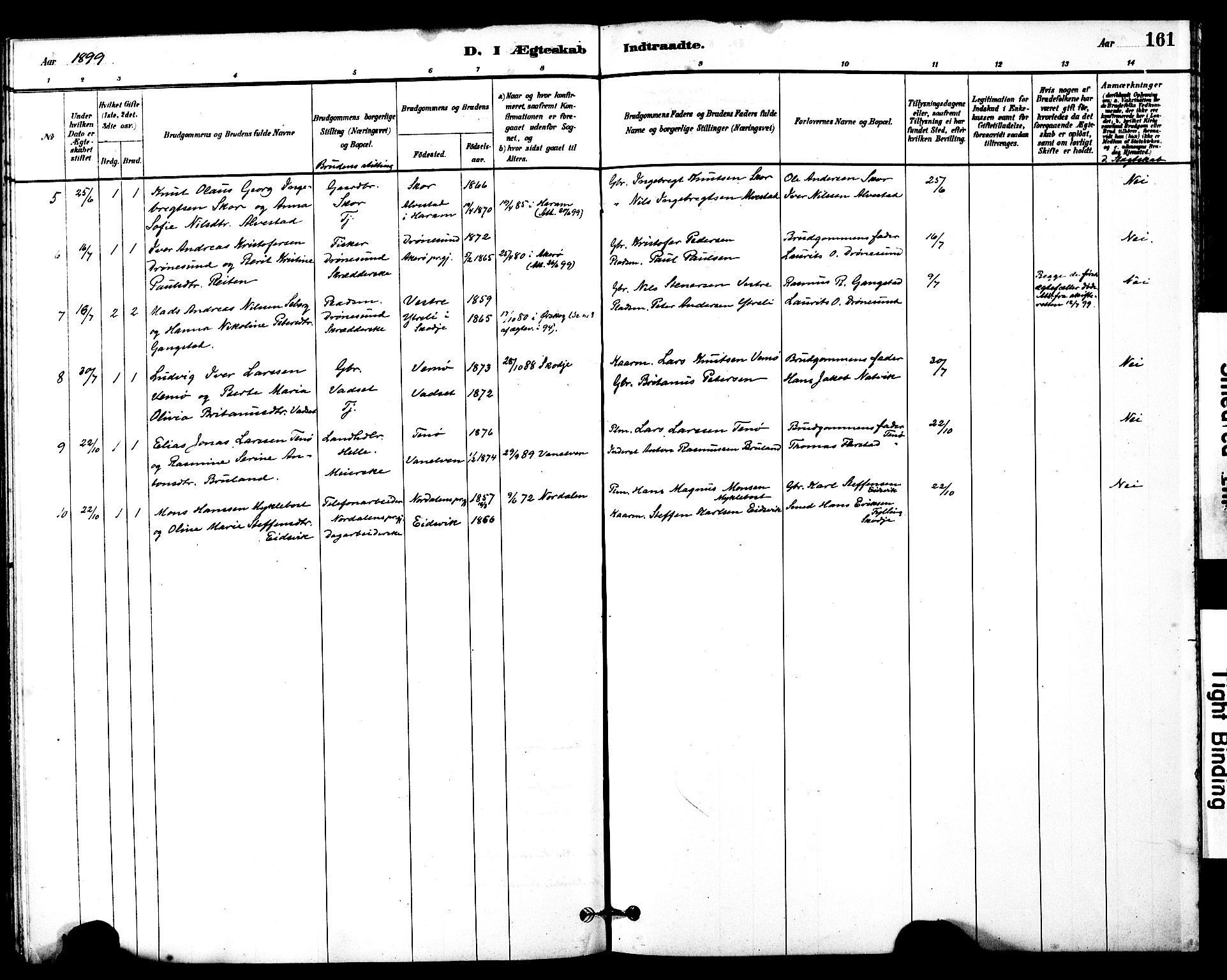 Ministerialprotokoller, klokkerbøker og fødselsregistre - Møre og Romsdal, SAT/A-1454/525/L0374: Parish register (official) no. 525A04, 1880-1899, p. 161