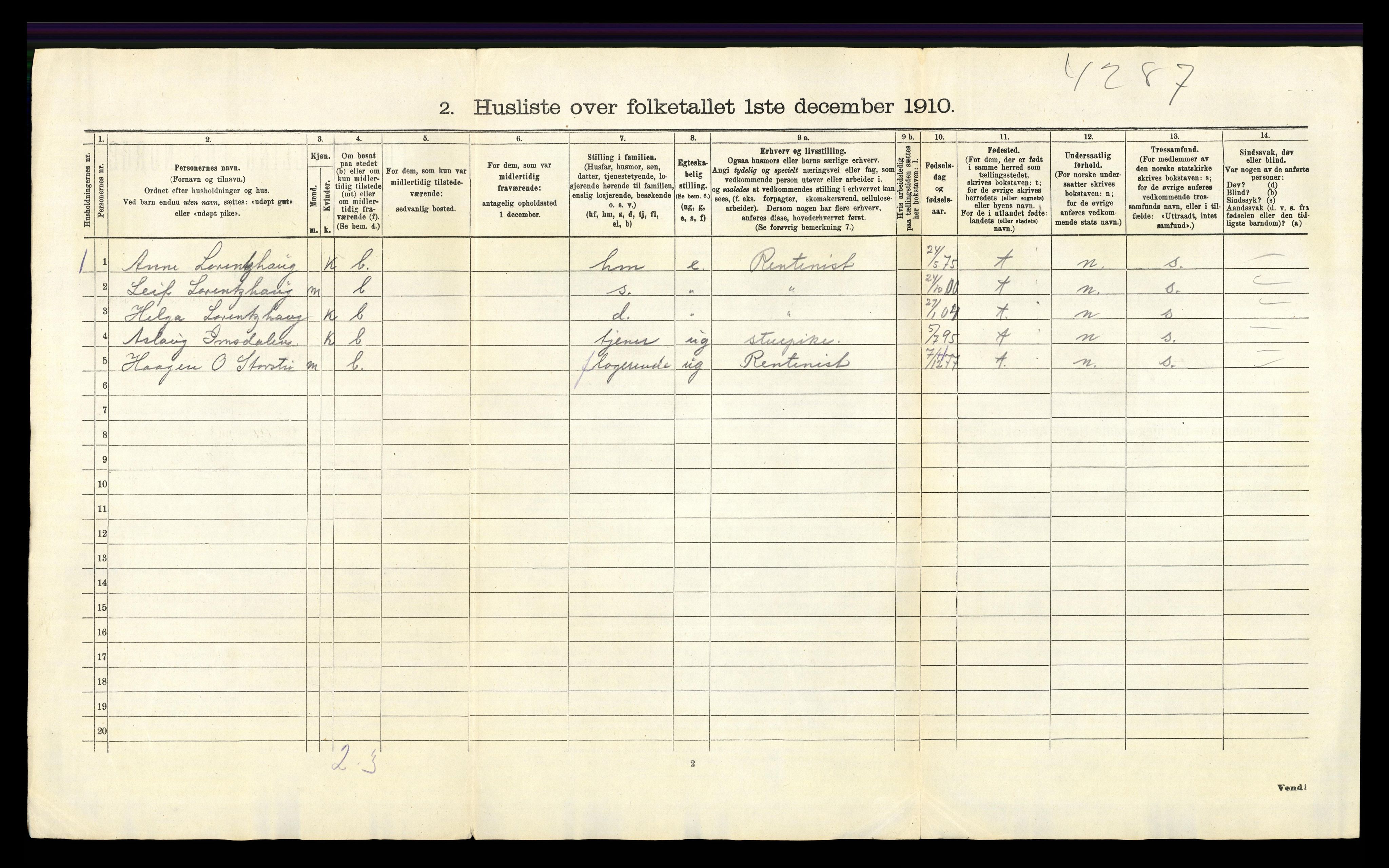 RA, 1910 census for Stor-Elvdal, 1910, p. 678