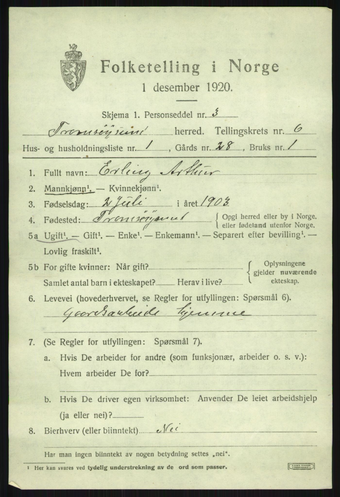 SATØ, 1920 census for Tromsøysund, 1920, p. 4988