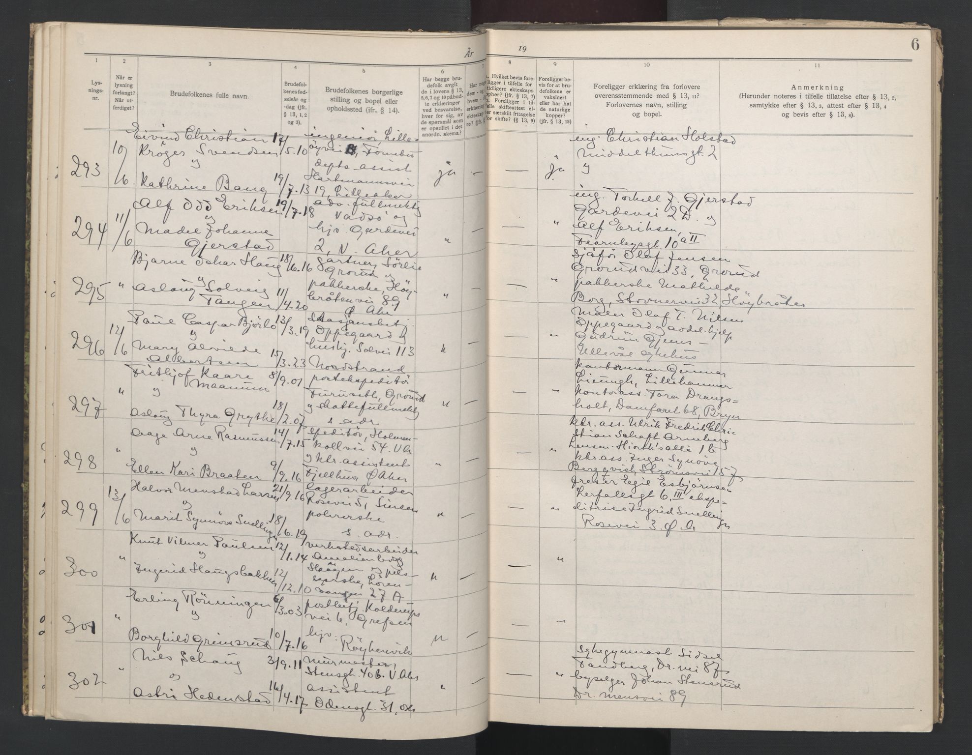 Aker sorenskriveri, AV/SAO-A-10895/L/Lb/L0002: Lysningsbok, 1942-1943, p. 6
