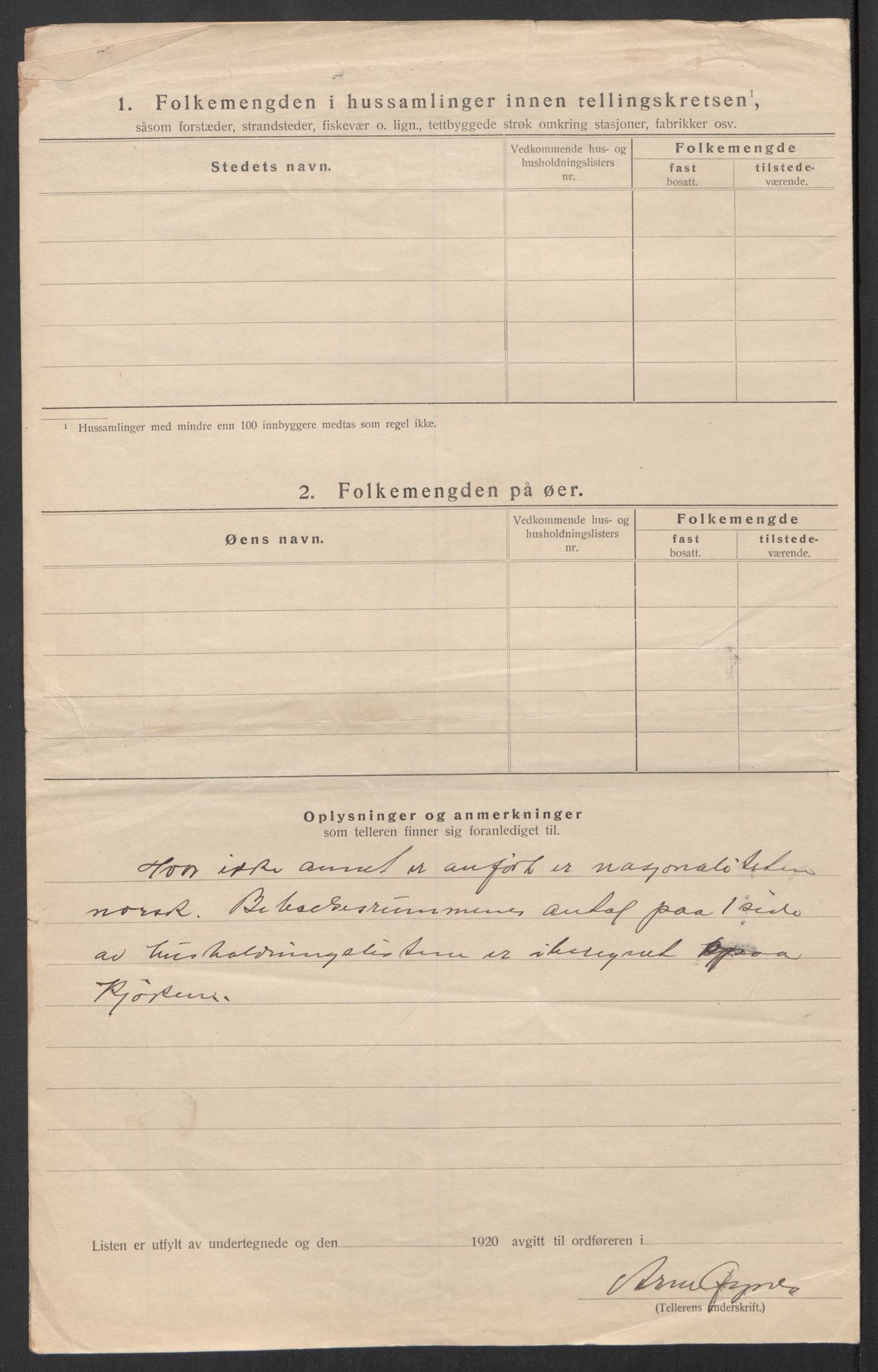 SAT, 1920 census for Beiarn, 1920, p. 11