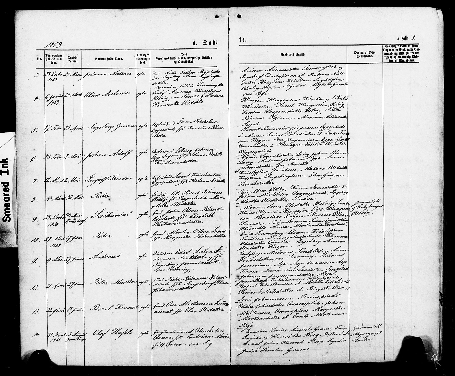 Ministerialprotokoller, klokkerbøker og fødselsregistre - Nord-Trøndelag, AV/SAT-A-1458/740/L0380: Parish register (copy) no. 740C01, 1868-1902, p. 3