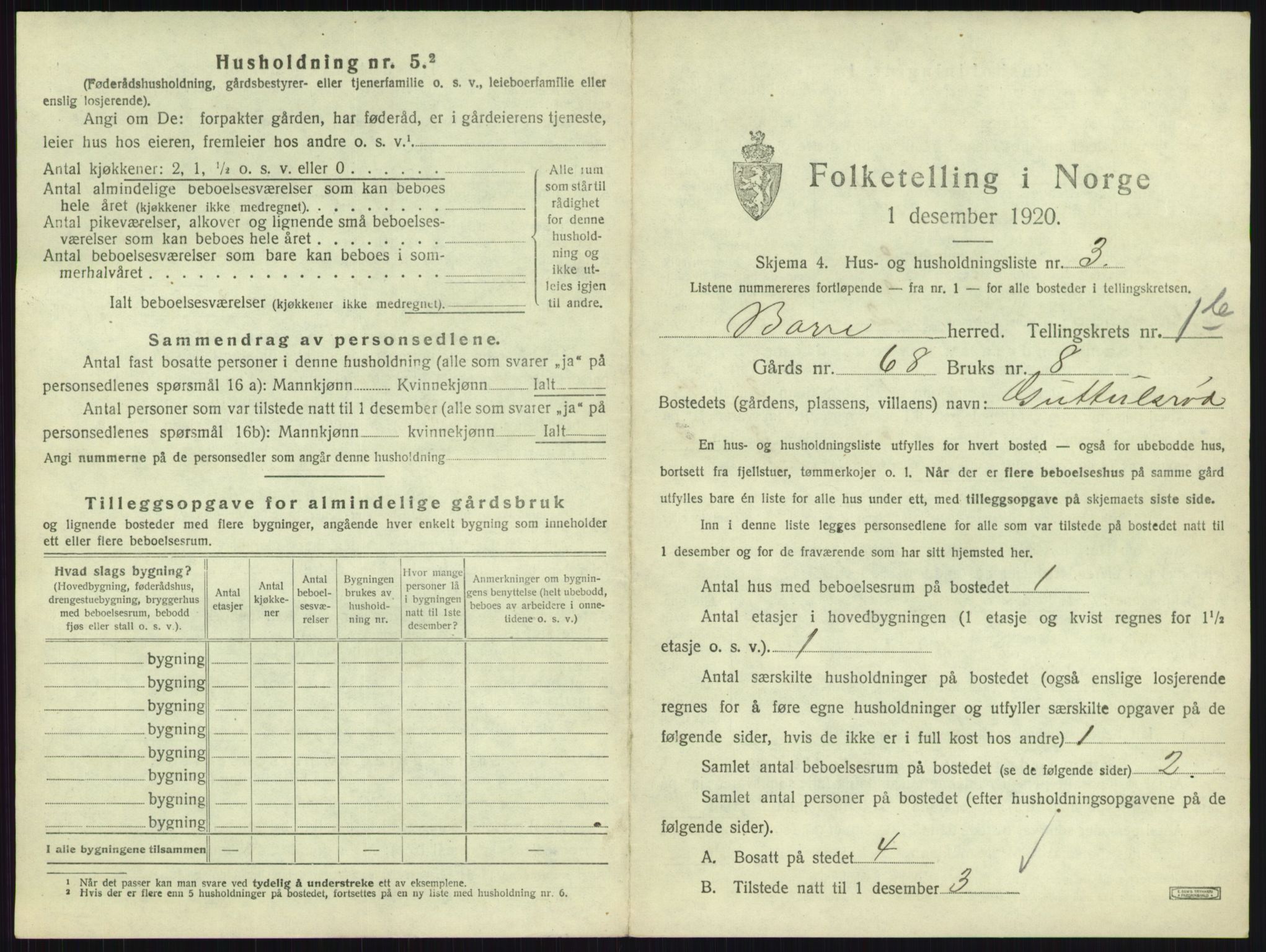 SAKO, 1920 census for Borre, 1920, p. 167