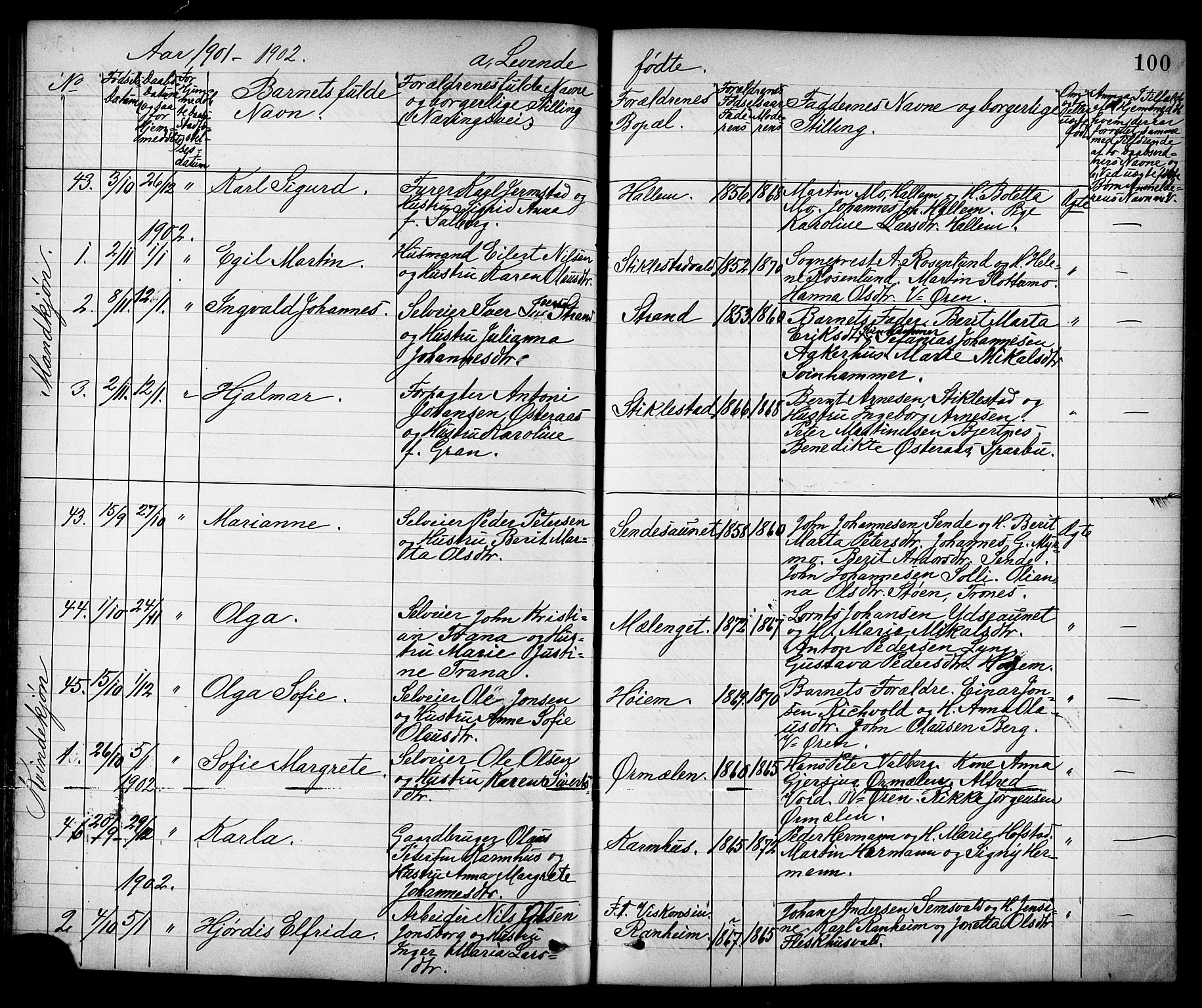 Ministerialprotokoller, klokkerbøker og fødselsregistre - Nord-Trøndelag, SAT/A-1458/723/L0257: Parish register (copy) no. 723C05, 1890-1907, p. 100