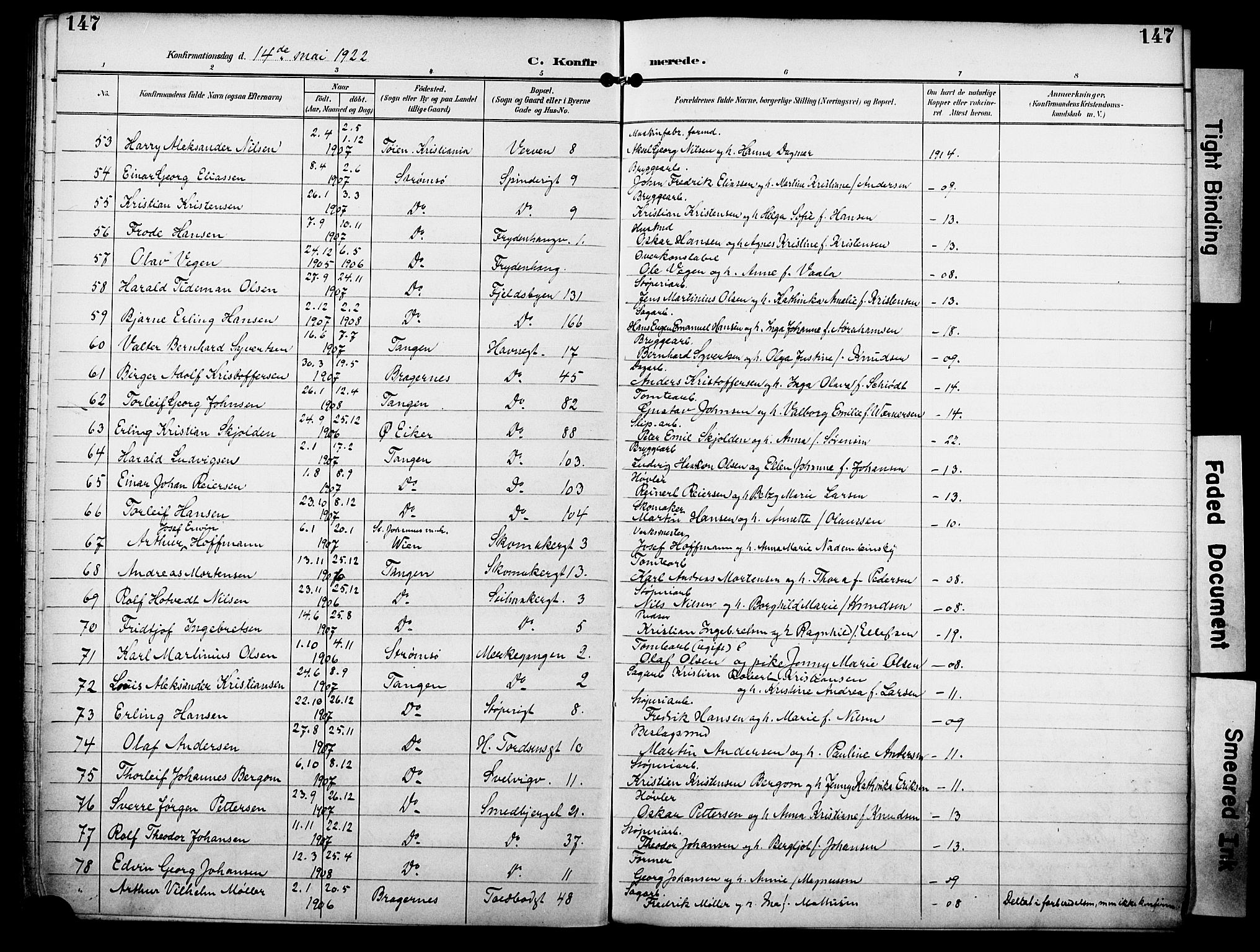 Strømsø kirkebøker, SAKO/A-246/F/Fa/L0025: Parish register (official) no. I 25, 1893-1922, p. 147