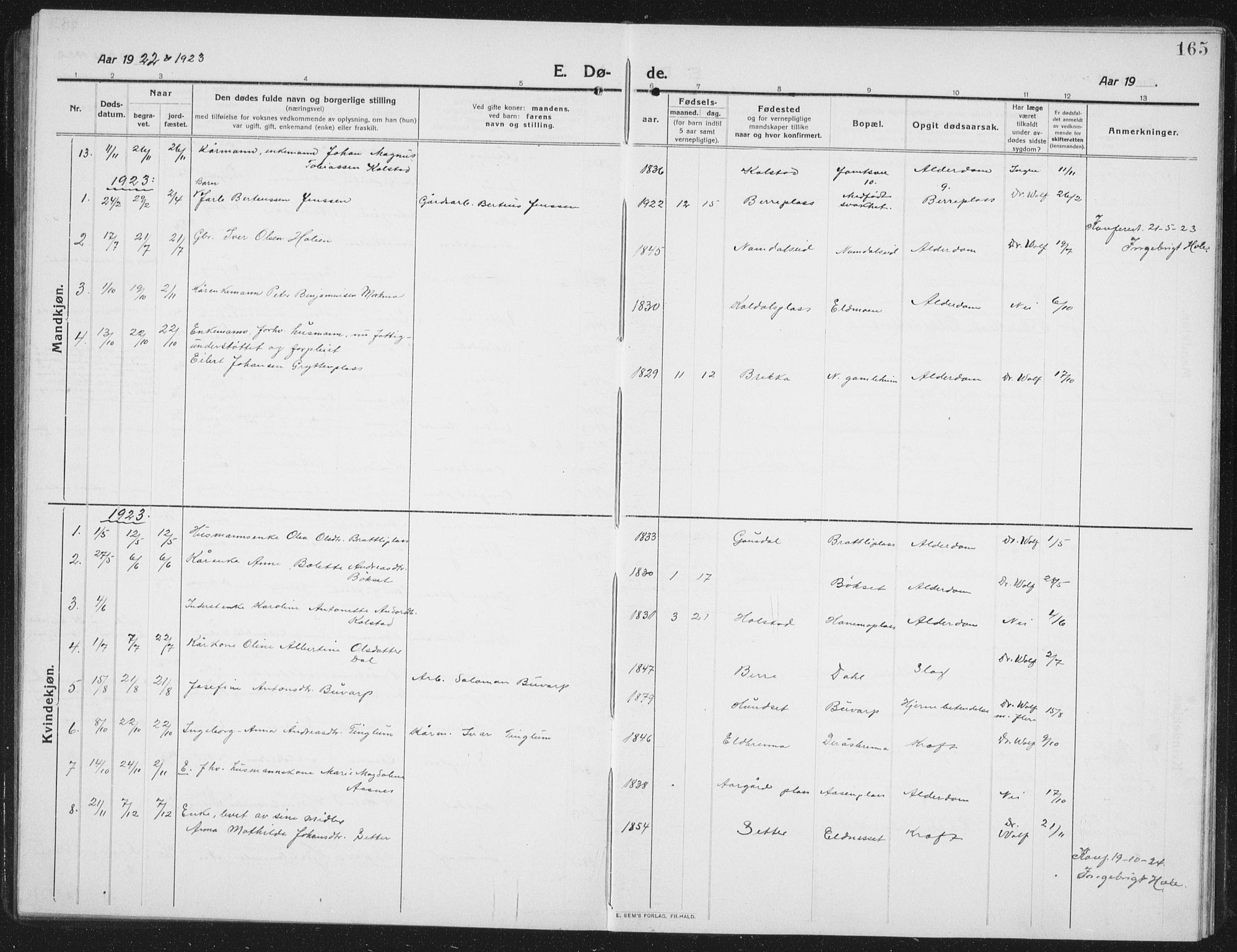 Ministerialprotokoller, klokkerbøker og fødselsregistre - Nord-Trøndelag, SAT/A-1458/742/L0413: Parish register (copy) no. 742C04, 1911-1938, p. 165