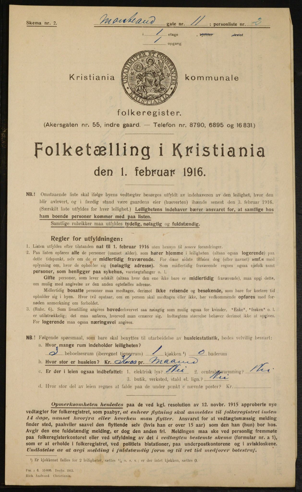 OBA, Municipal Census 1916 for Kristiania, 1916, p. 66376