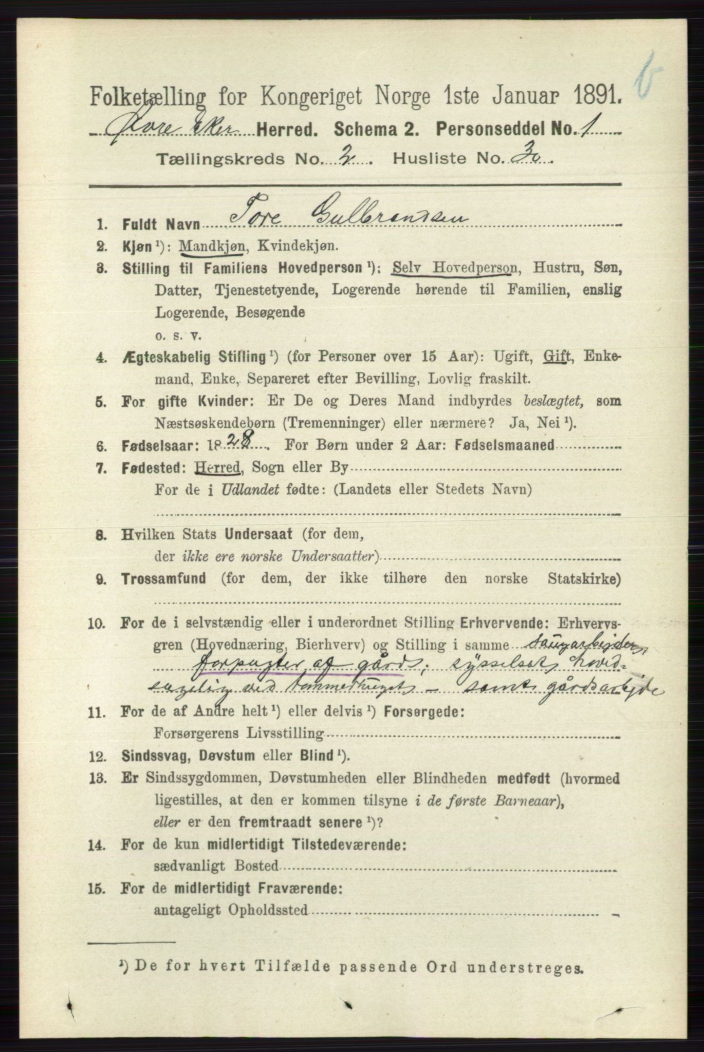 RA, 1891 census for 0624 Øvre Eiker, 1891, p. 8642
