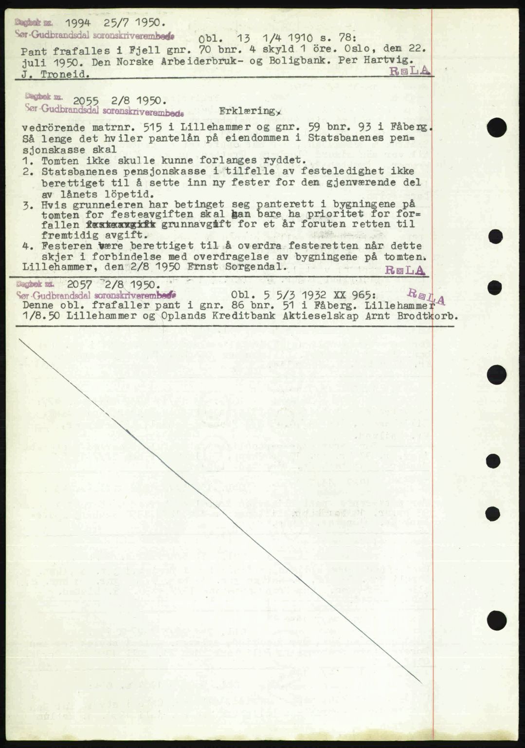 Sør-Gudbrandsdal tingrett, SAH/TING-004/H/Hb/Hbf/L0004: Mortgage book no. C5b, 1945-1951, Diary no: : 1994/1950