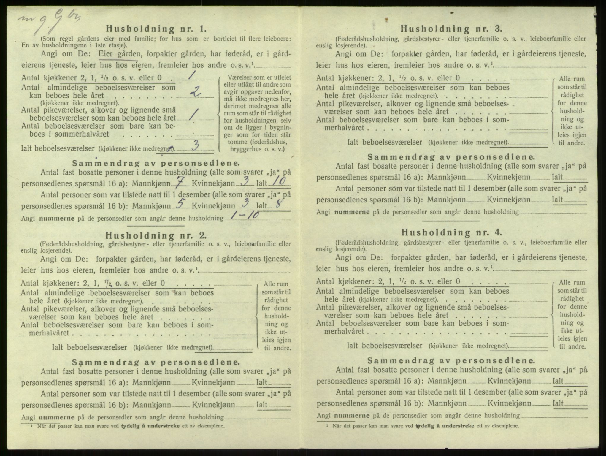 SAB, 1920 census for Modalen, 1920, p. 206