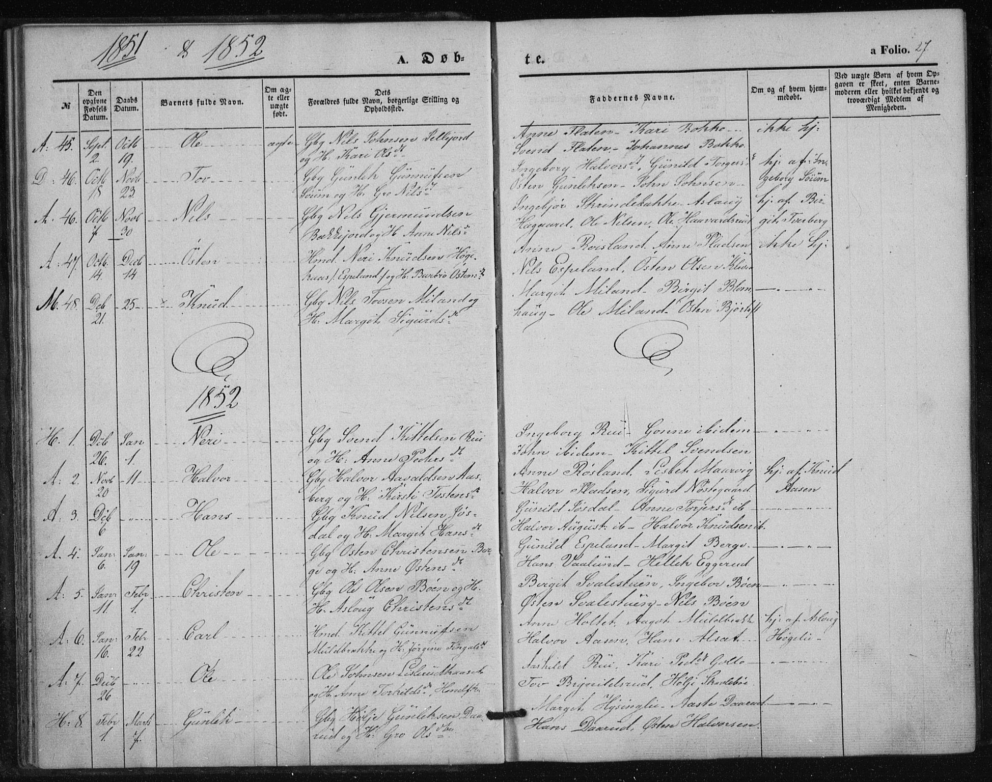 Tinn kirkebøker, SAKO/A-308/F/Fa/L0005: Parish register (official) no. I 5, 1844-1856, p. 27