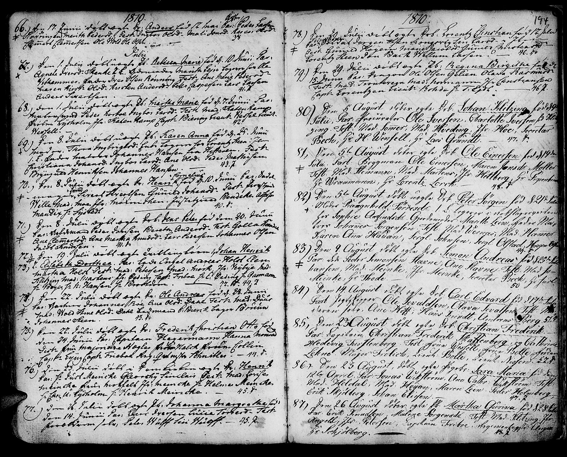 Ministerialprotokoller, klokkerbøker og fødselsregistre - Sør-Trøndelag, SAT/A-1456/601/L0039: Parish register (official) no. 601A07, 1770-1819, p. 194