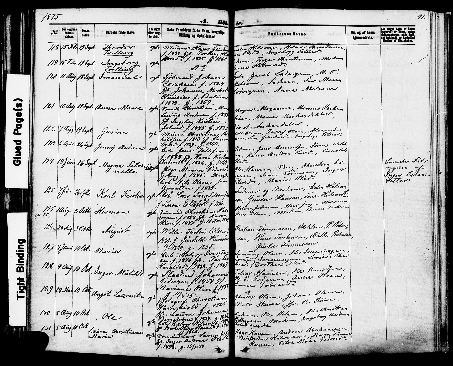 Skien kirkebøker, SAKO/A-302/F/Fa/L0008: Parish register (official) no. 8, 1866-1877, p. 91