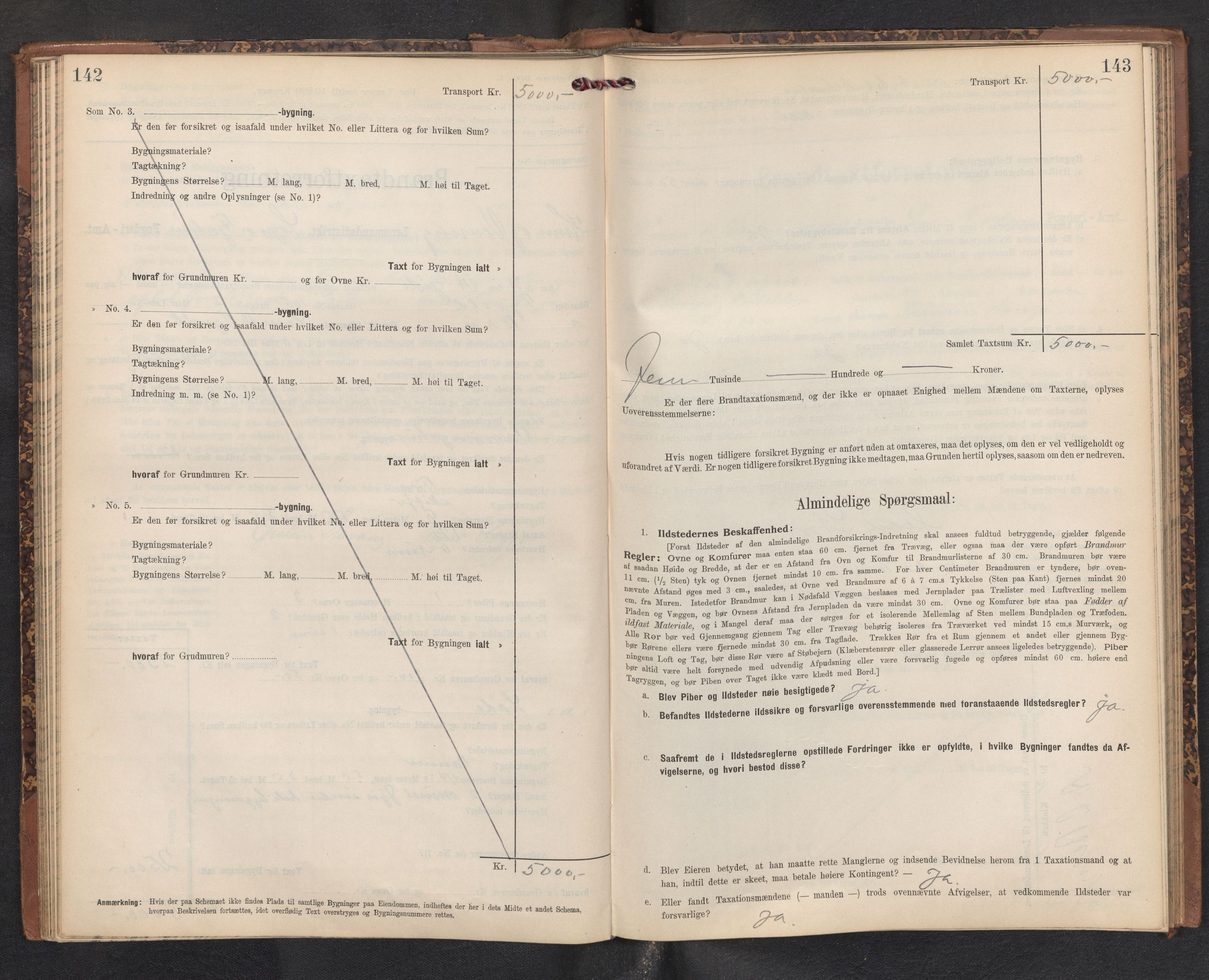 Lensmannen i Kinn, AV/SAB-A-28801/0012/L0005: Branntakstprotokoll, skjematakst, 1903-1938, p. 142-143