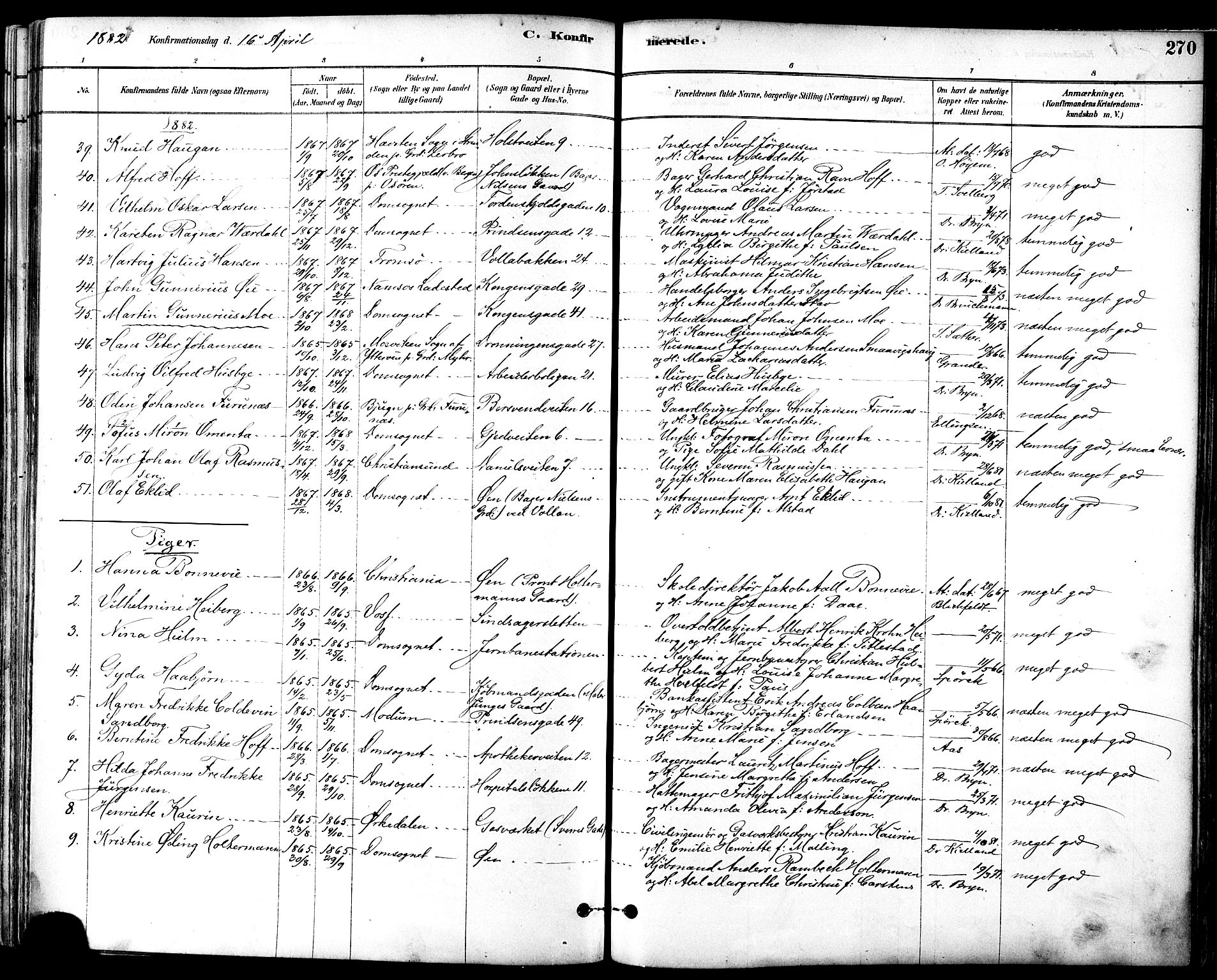 Ministerialprotokoller, klokkerbøker og fødselsregistre - Sør-Trøndelag, SAT/A-1456/601/L0057: Parish register (official) no. 601A25, 1877-1891, p. 270