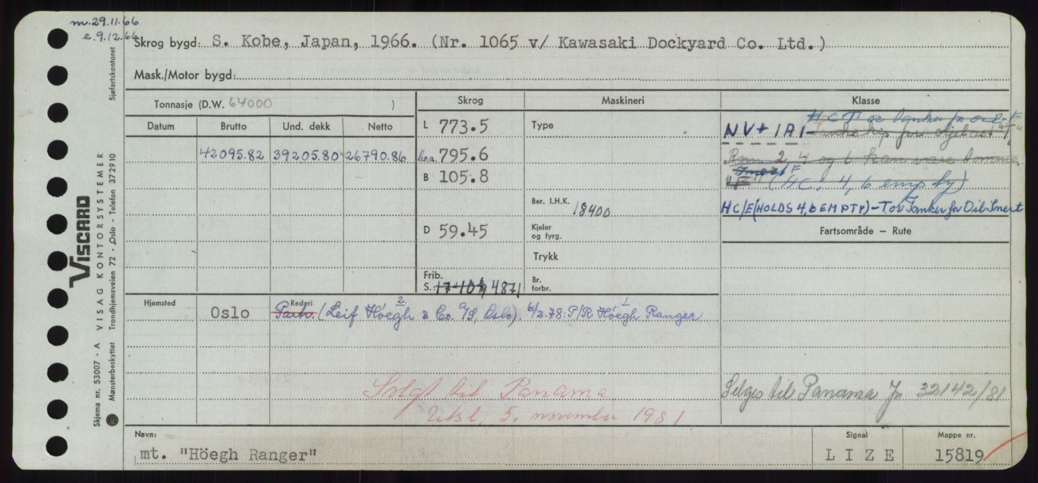 Sjøfartsdirektoratet med forløpere, Skipsmålingen, RA/S-1627/H/Hd/L0017: Fartøy, Holi-Hå, p. 421