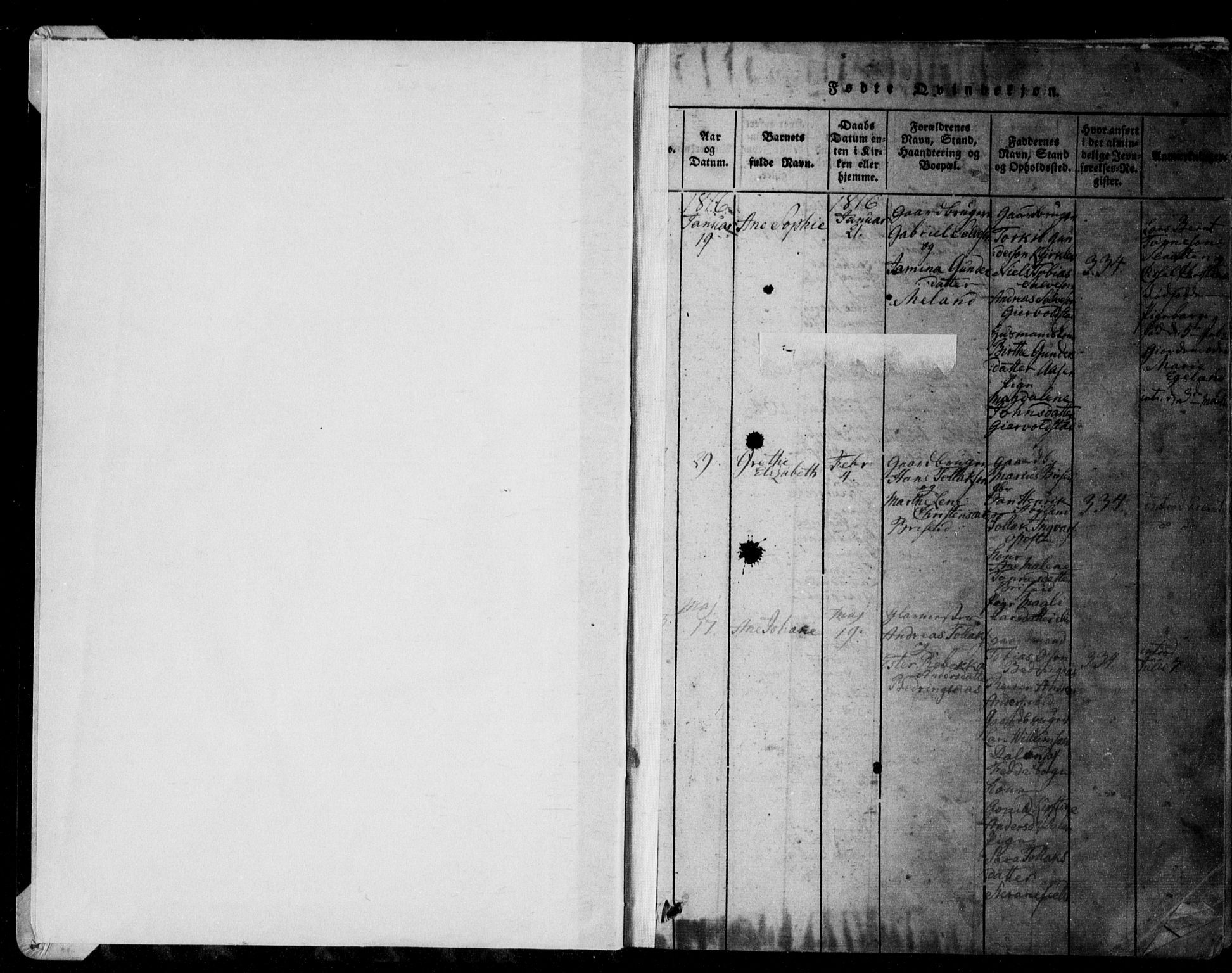 Herad sokneprestkontor, SAK/1111-0018/F/Fa/Faa/L0003: Parish register (official) no. A 3, 1816-1844, p. 1