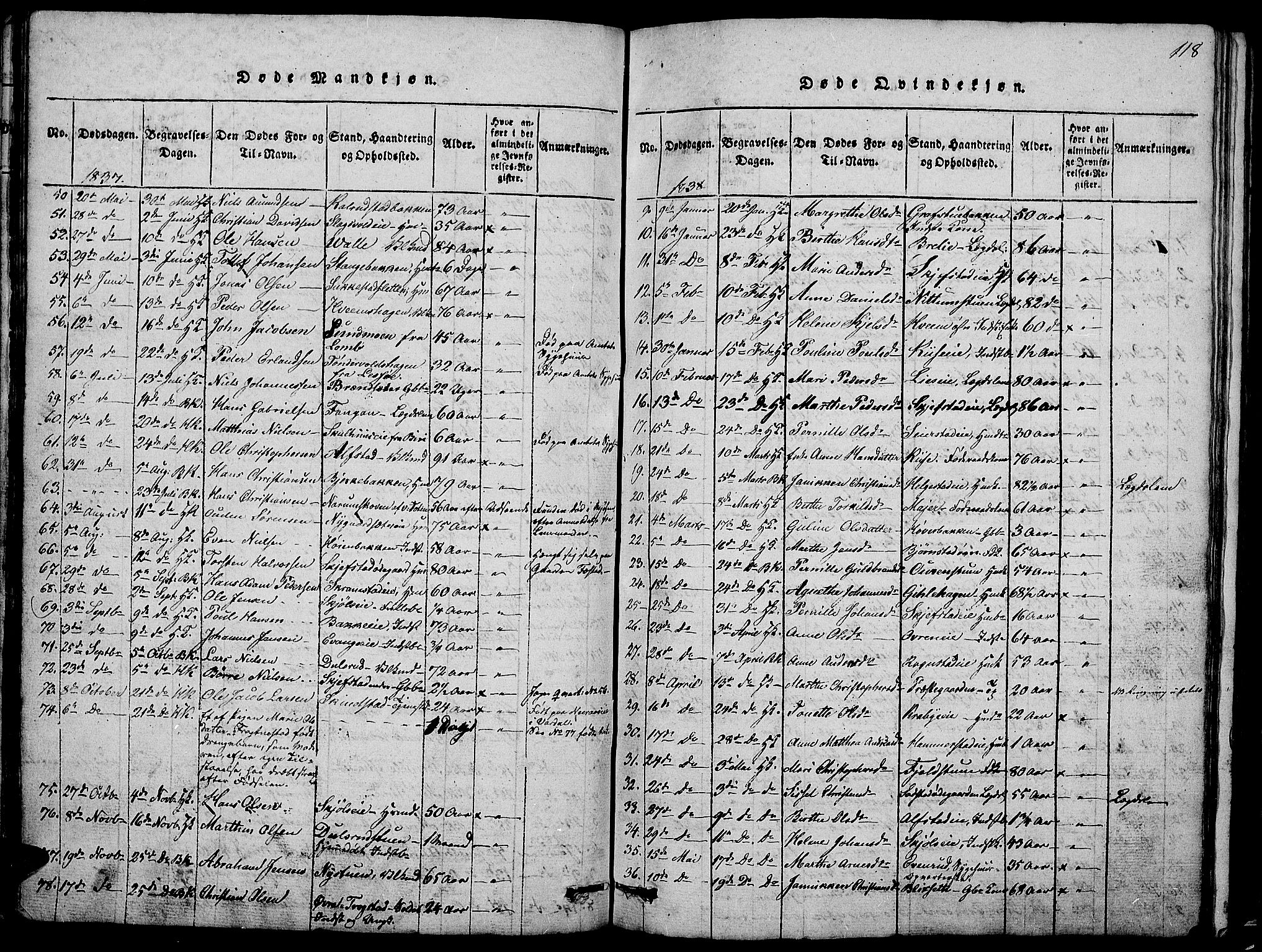 Østre Toten prestekontor, SAH/PREST-104/H/Ha/Hab/L0001: Parish register (copy) no. 1, 1827-1839, p. 118