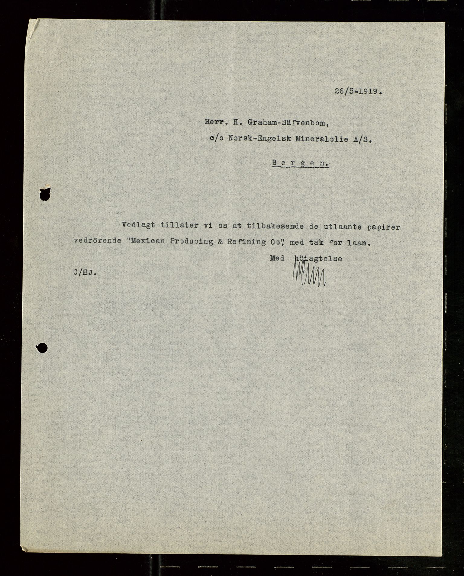 Pa 1521 - A/S Norske Shell, AV/SAST-A-101915/E/Ea/Eaa/L0007: Sjefskorrespondanse, 1919, p. 598