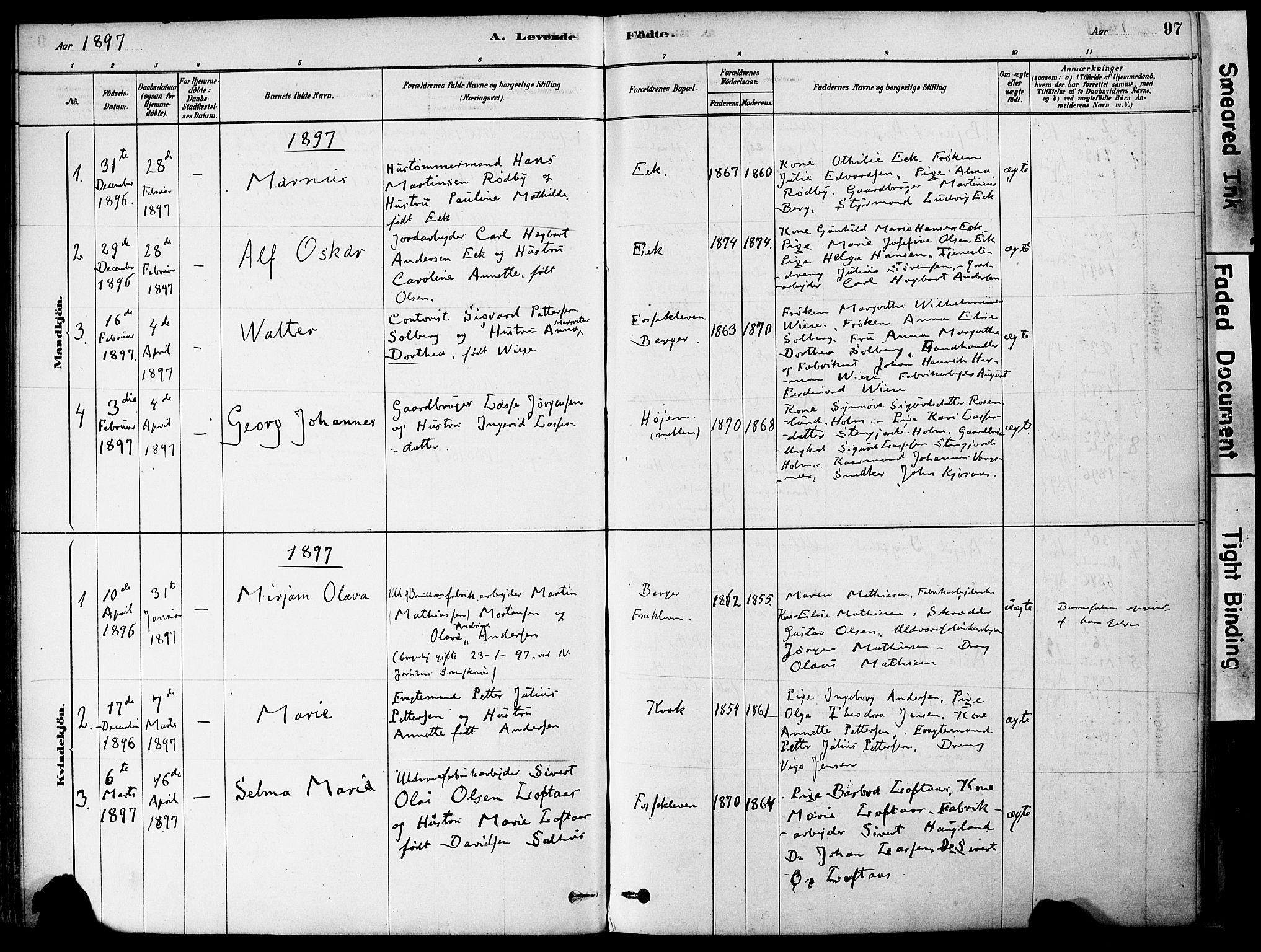 Strømm kirkebøker, AV/SAKO-A-322/F/Fa/L0004: Parish register (official) no. I 4, 1878-1899, p. 97