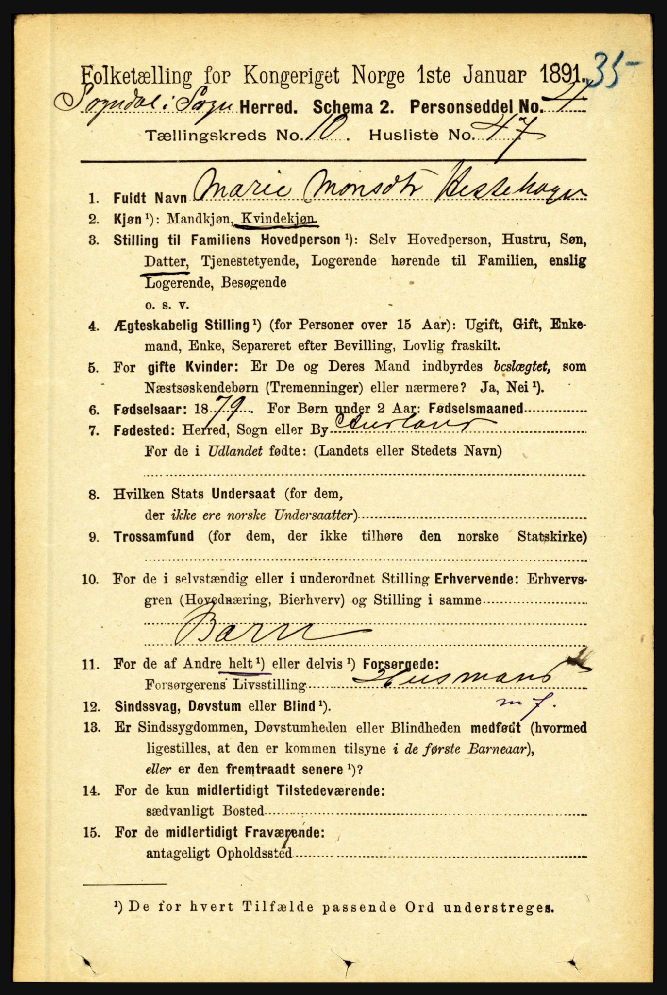 RA, 1891 census for 1420 Sogndal, 1891, p. 4236
