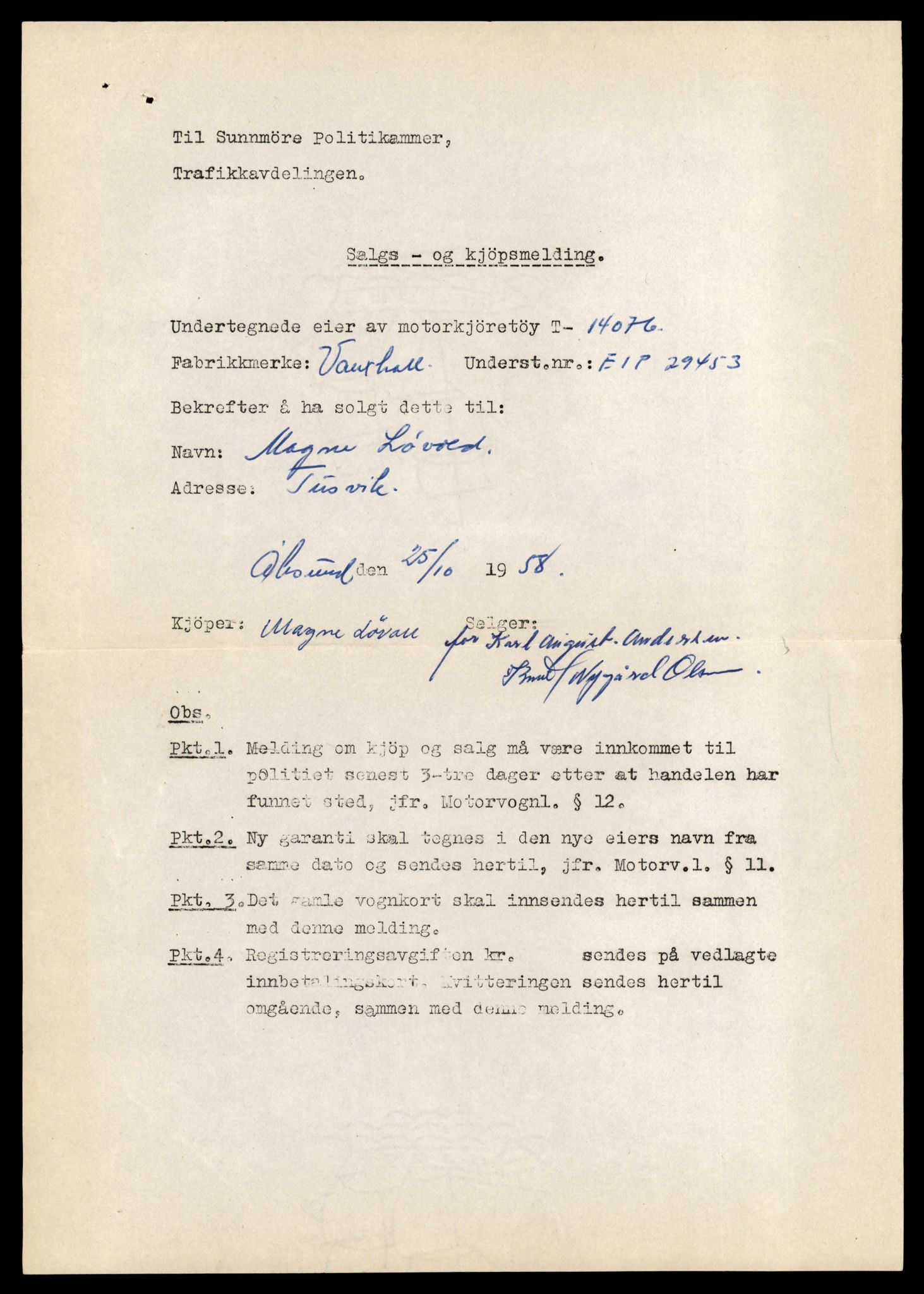 Møre og Romsdal vegkontor - Ålesund trafikkstasjon, AV/SAT-A-4099/F/Fe/L0042: Registreringskort for kjøretøy T 13906 - T 14079, 1927-1998, p. 3097