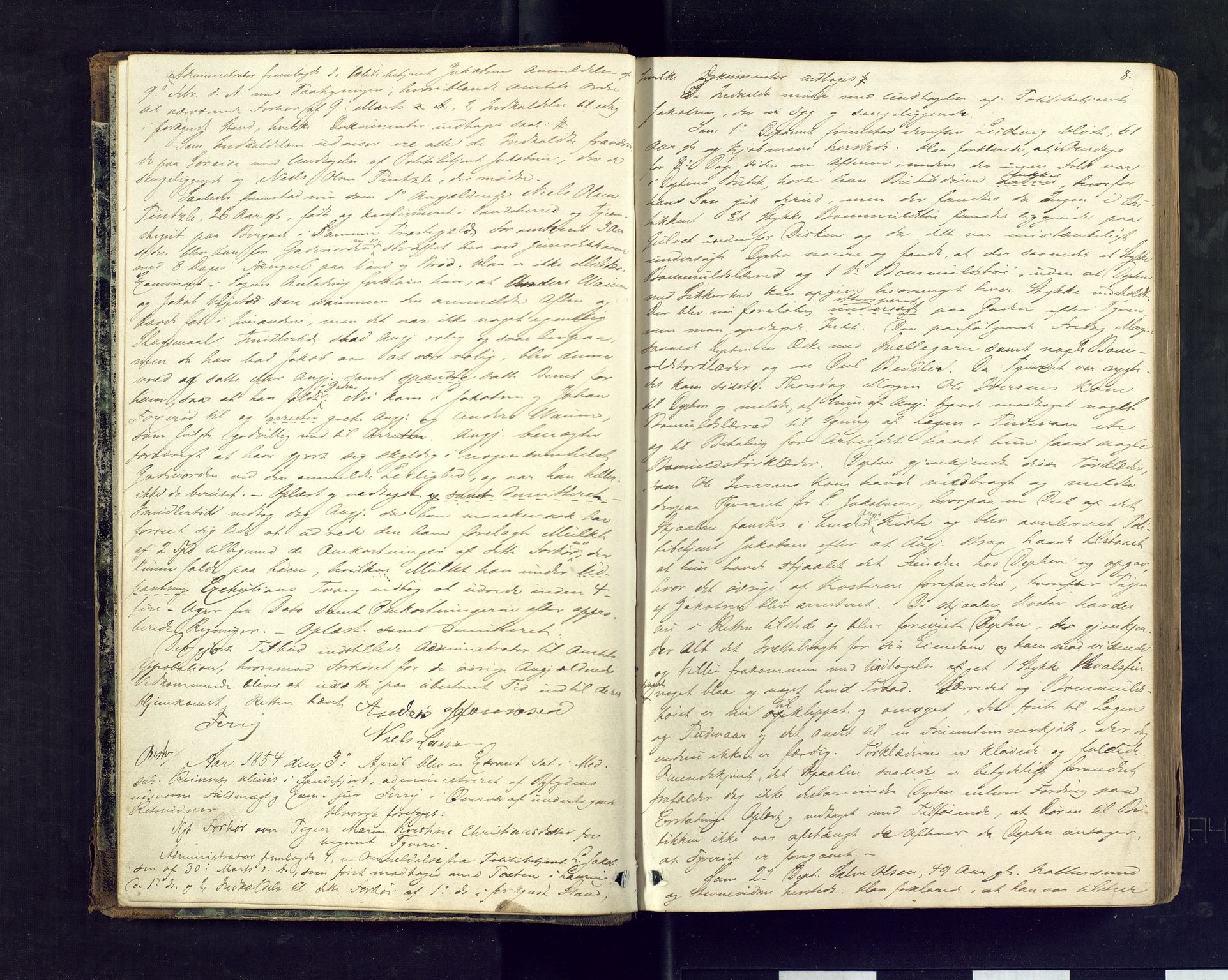 Larvik byfogd, AV/SAKO-A-218/F/Fd/L0008: Ekstrarettsprotokoll., 1854-1858, p. 8