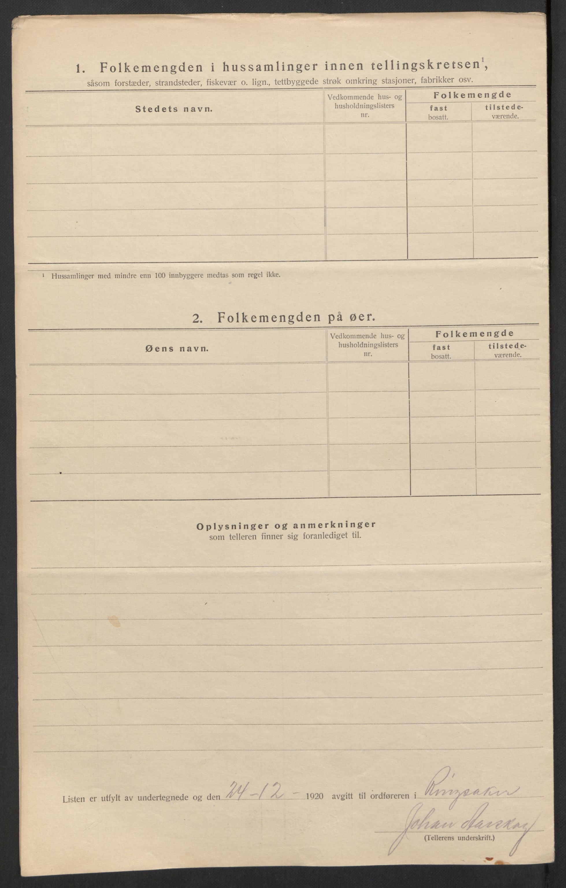 SAH, 1920 census for Ringsaker, 1920, p. 95