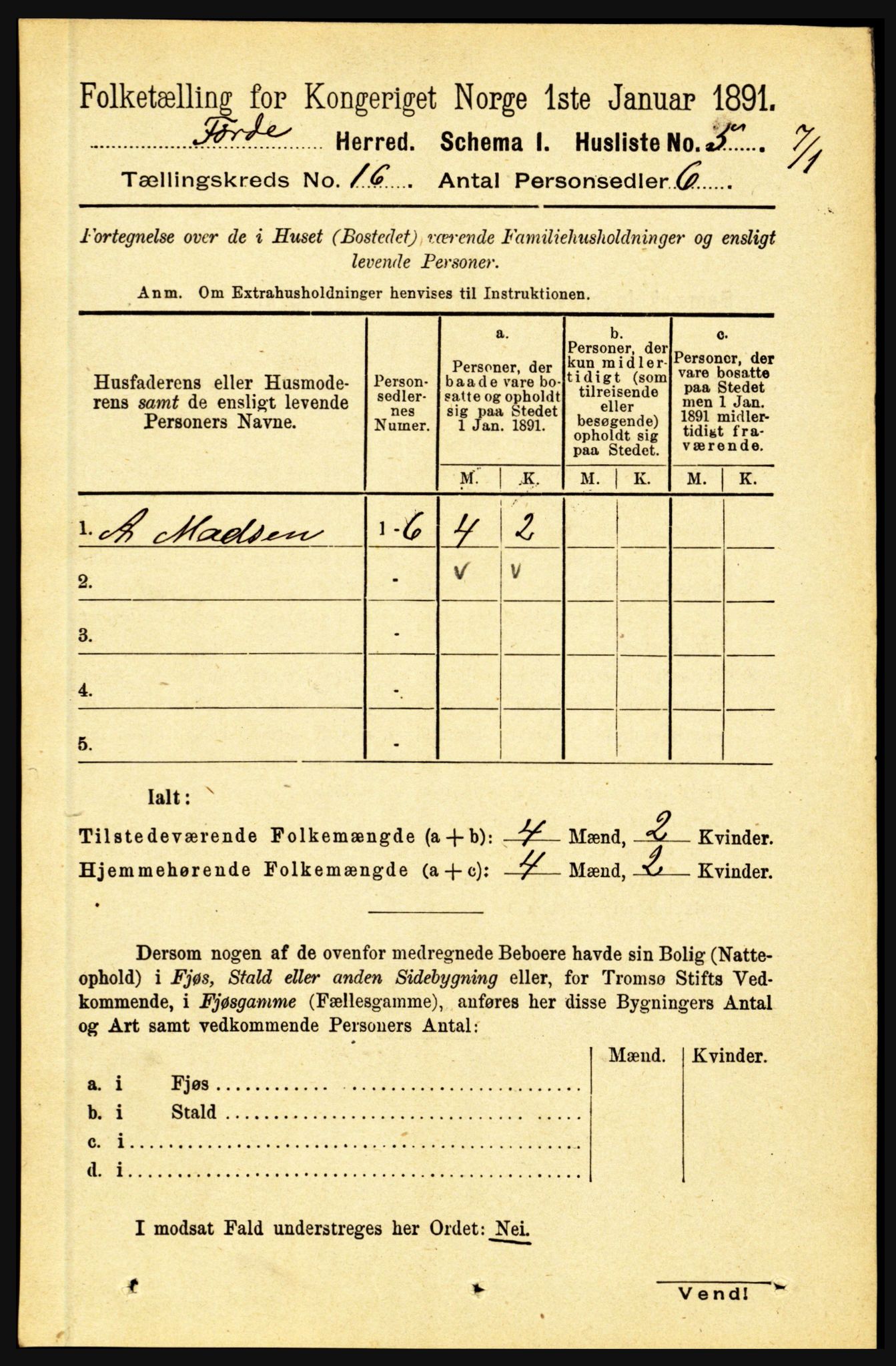 RA, 1891 census for 1432 Førde, 1891, p. 5811