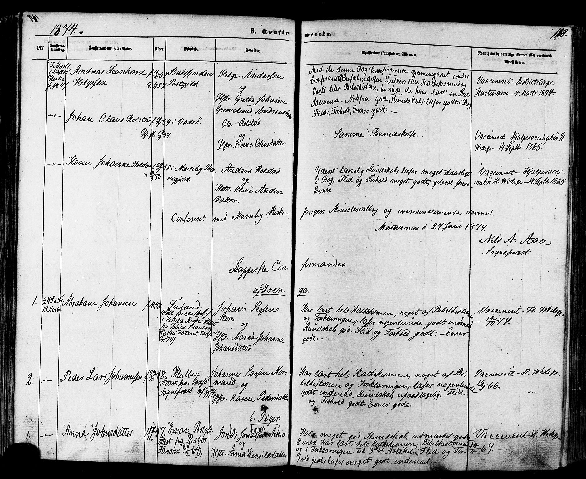 Nesseby sokneprestkontor, SATØ/S-1330/H/Ha/L0003kirke: Parish register (official) no. 3 /1, 1865-1876, p. 160