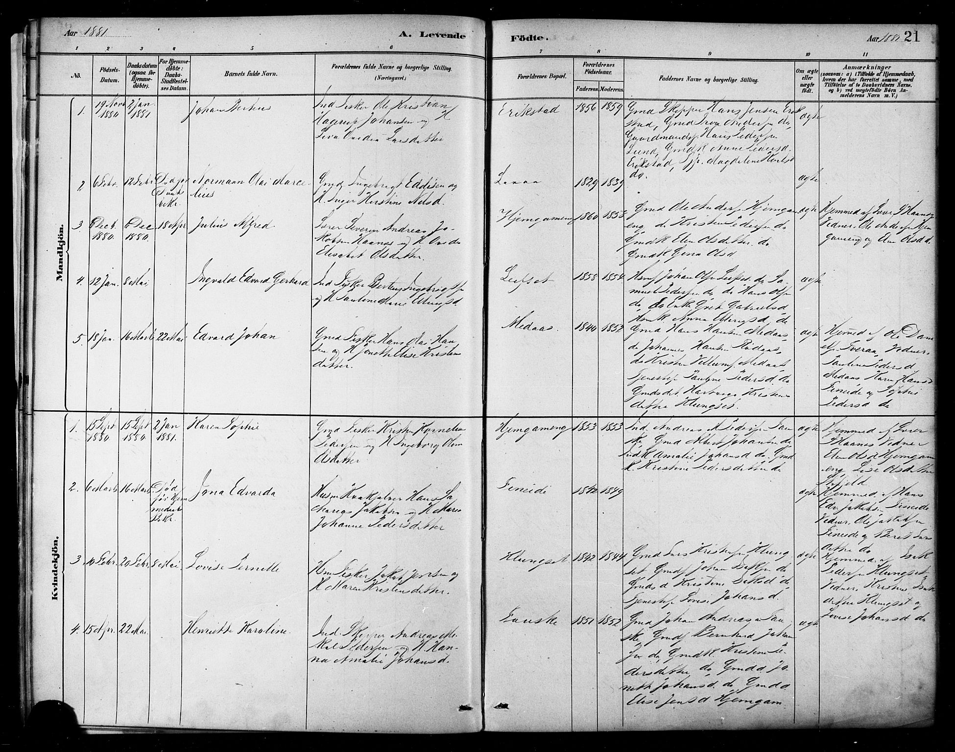 Ministerialprotokoller, klokkerbøker og fødselsregistre - Nordland, AV/SAT-A-1459/849/L0689: Parish register (official) no. 849A01, 1879-1889, p. 21