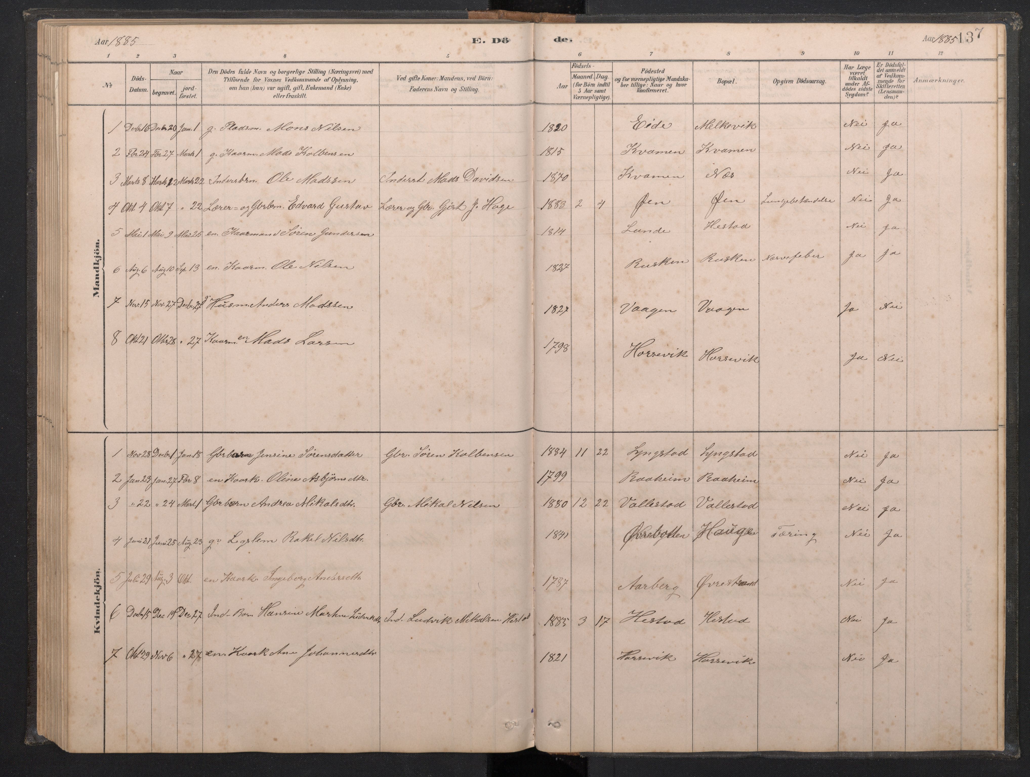 Gaular sokneprestembete, SAB/A-80001/H/Hab: Parish register (copy) no. C 3, 1878-1897, p. 136b-137a