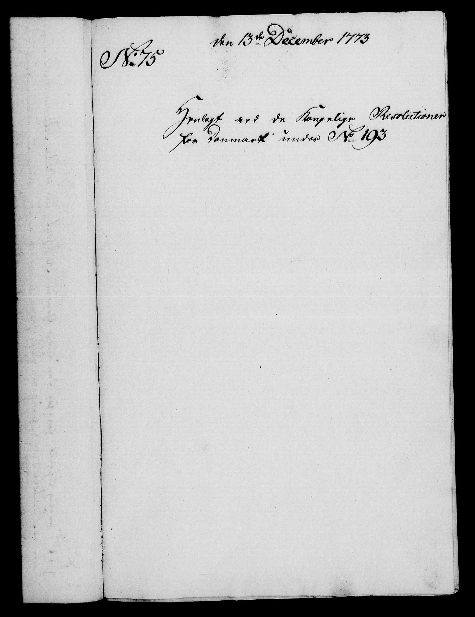 Rentekammeret, Kammerkanselliet, RA/EA-3111/G/Gf/Gfa/L0055: Norsk relasjons- og resolusjonsprotokoll (merket RK 52.55), 1773, p. 277