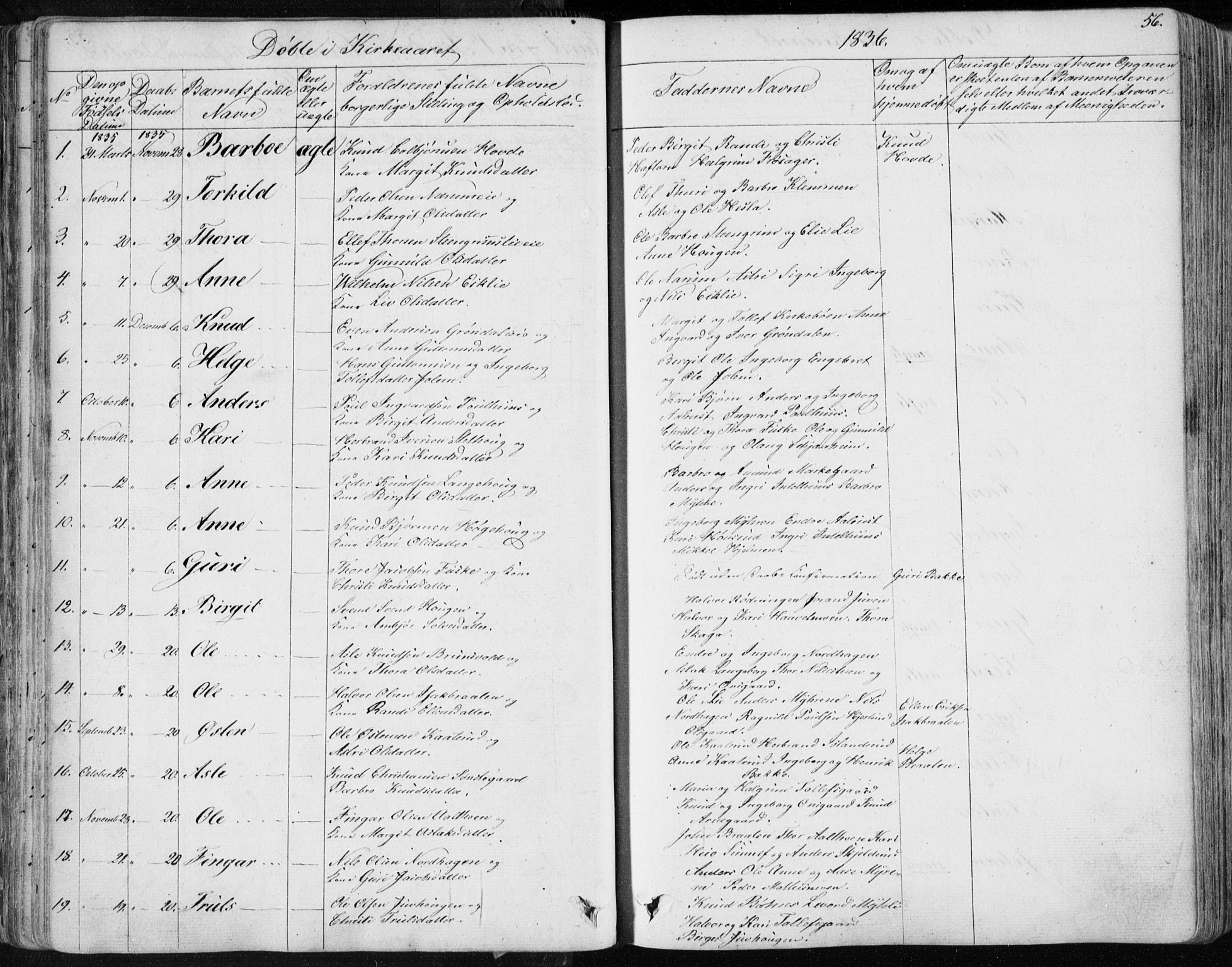 Nes kirkebøker, SAKO/A-236/F/Fa/L0009: Parish register (official) no. 9, 1834-1863, p. 56